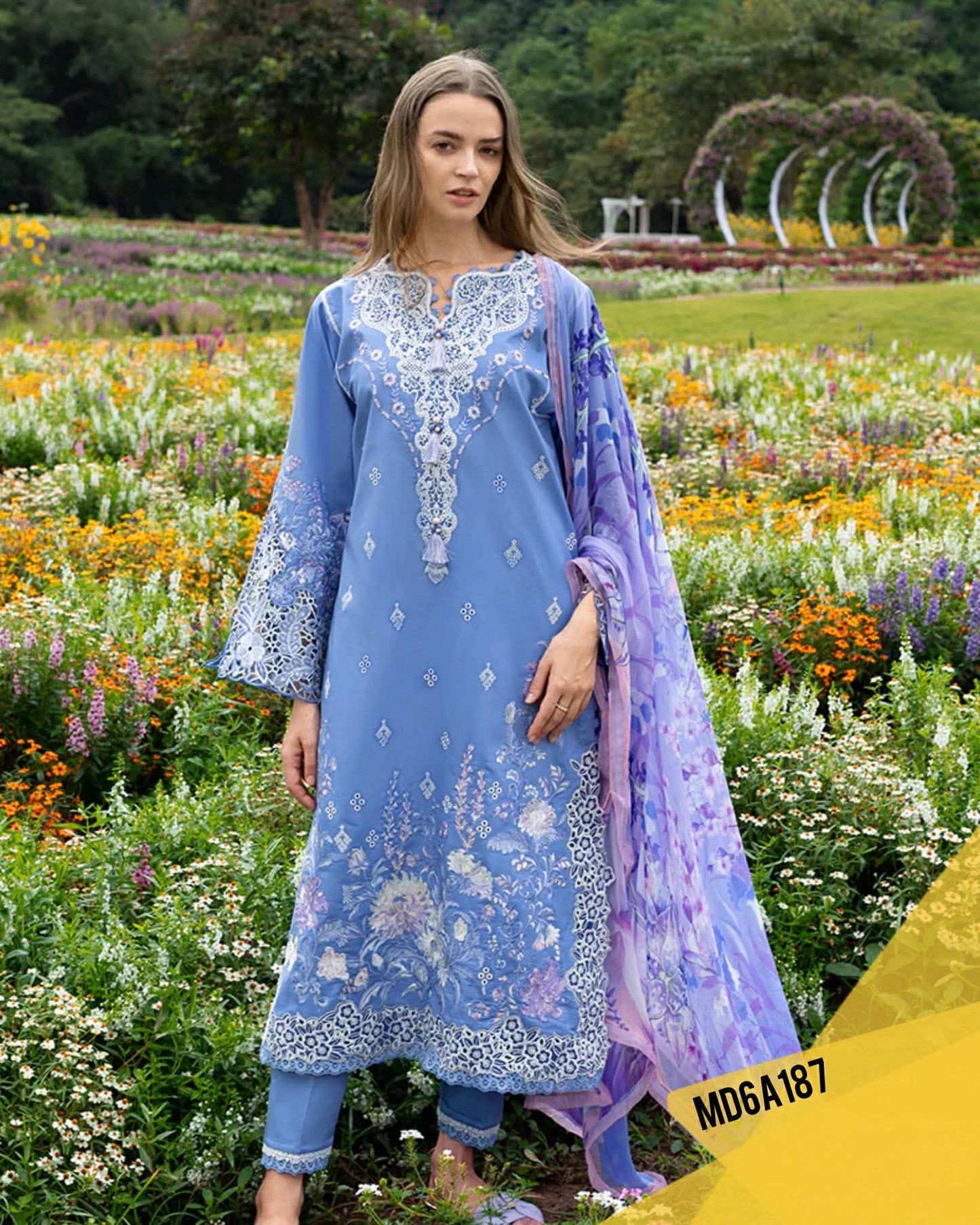 MUSHQ PERIWINKLE LUXURIOUS EMBROIDERED LAWN