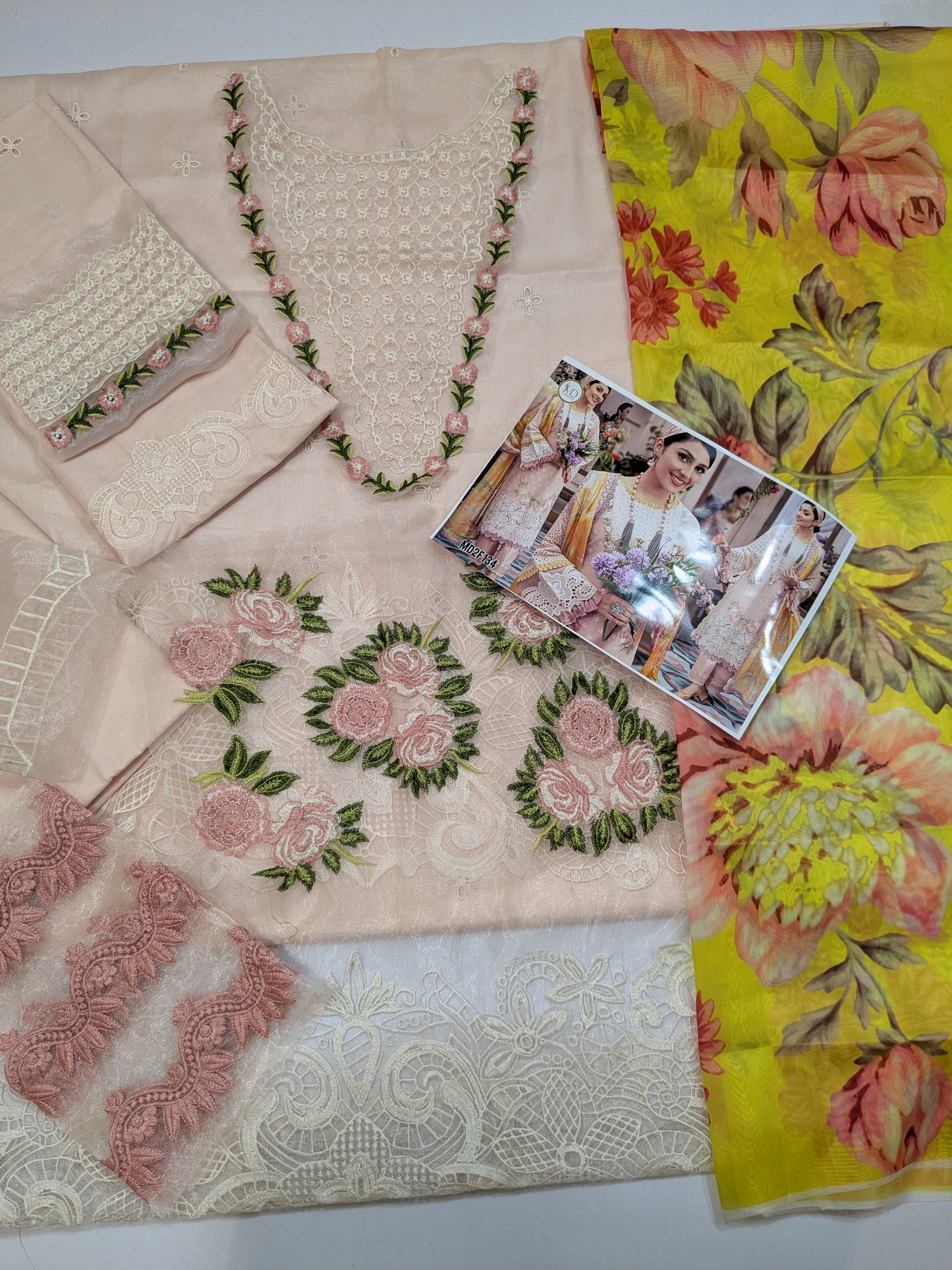 MUSHQ PINK LEMON LUXURIOUS CHIKENKARI LAWN