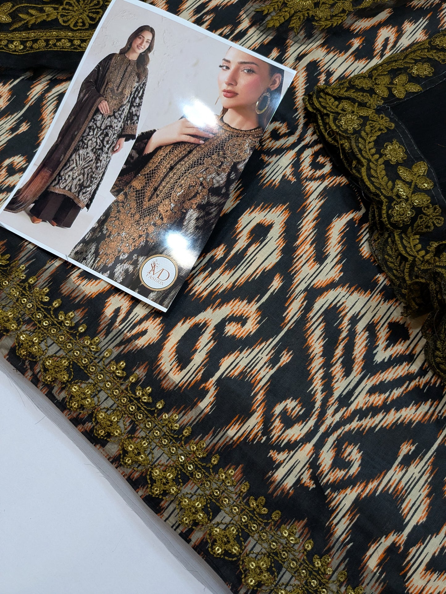 Baroque Lawn Black White Embroidered Dress