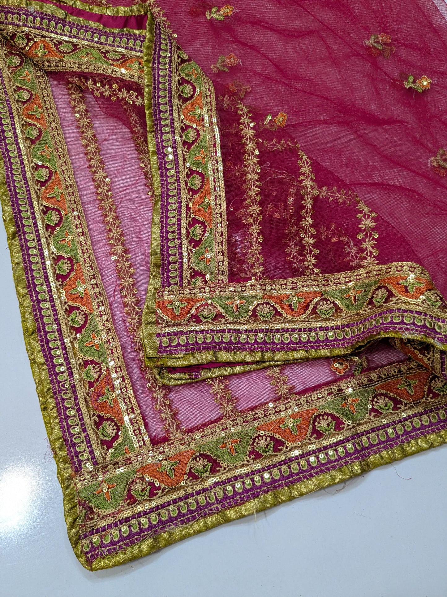 ANEELA SABOOR CHARMEUSE SILK EMBROIDERED DRESS