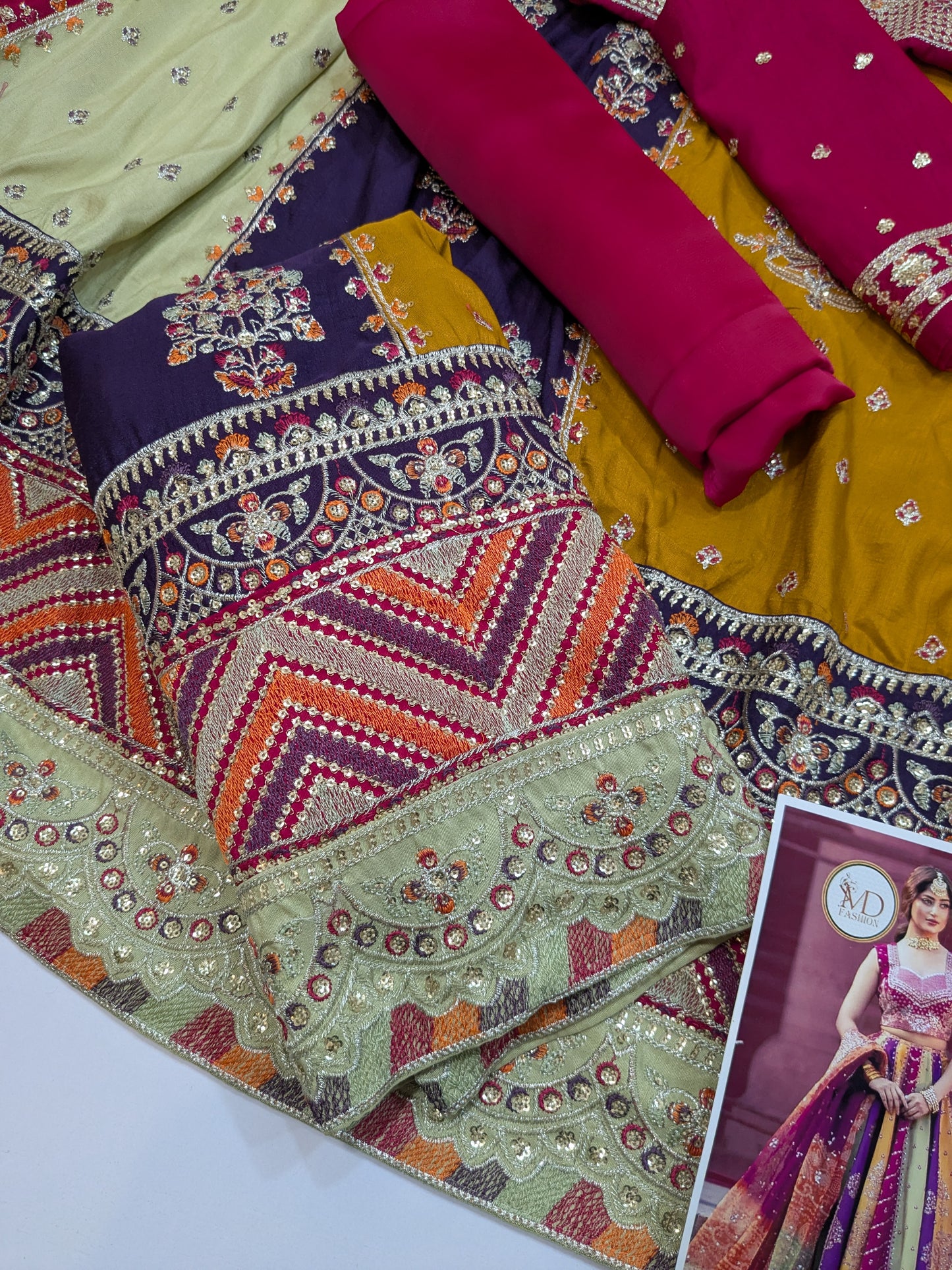 BIN ILYAS SAJJAL MULTI EMBROIDERED MAXI LAHENGA