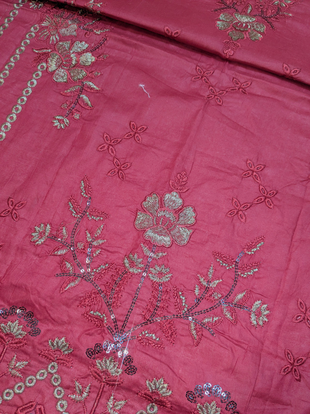 MAHIRA 07 REDDISH PINK LAWN COTTON DRESS WITH CHIFFON DUPPATA