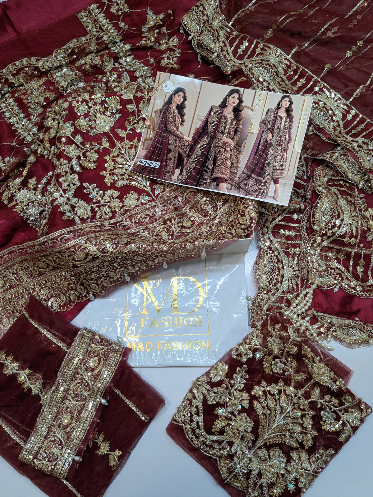 GULAL INSPIRED IZAR MAROON HANDWORK FORMAL
