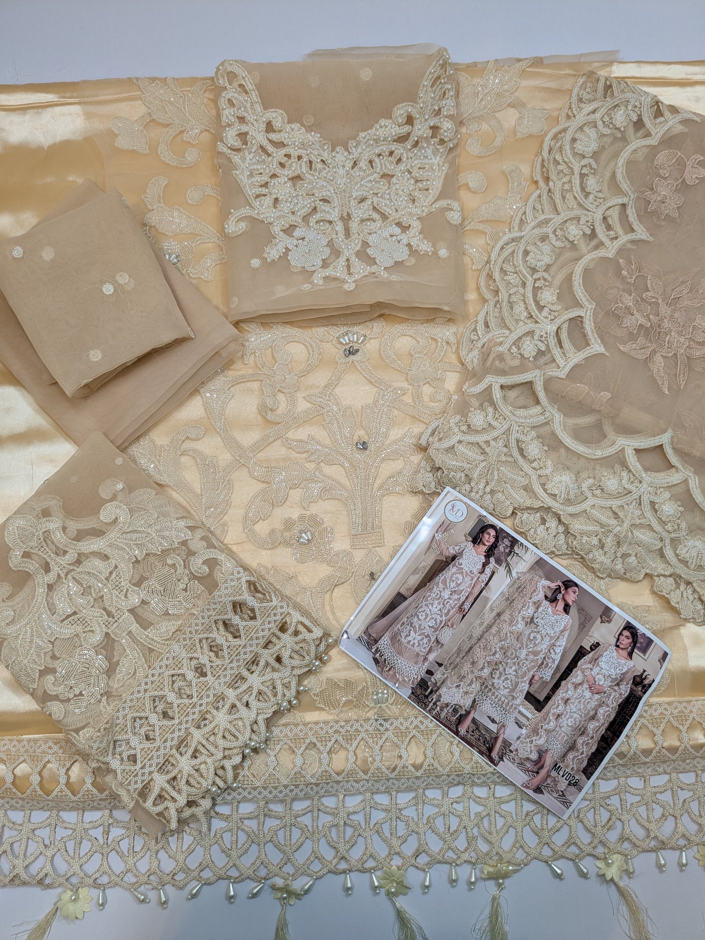 MARIA B SKIN BEIGE LUXURIOUS EMBROIDERED ORGANZA