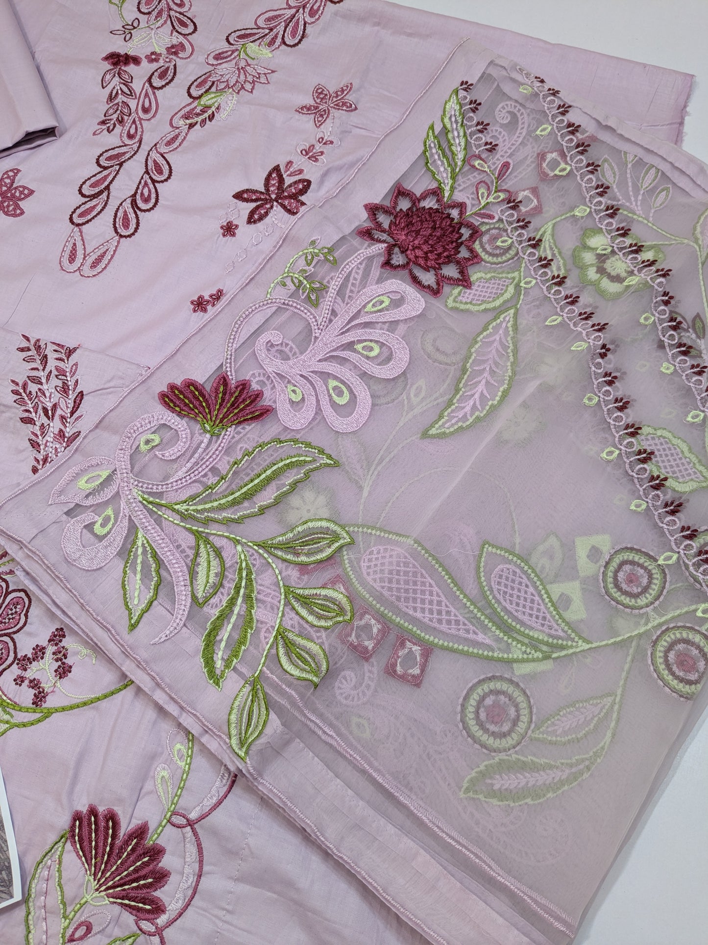 CRIMSON TASAWAR MIRROR GARDEN LAWN EMBROIDERED