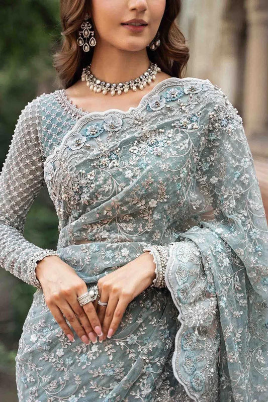 MARIA B INSPIRED SEA PREMIUM NET EMBROIDERED SAREE