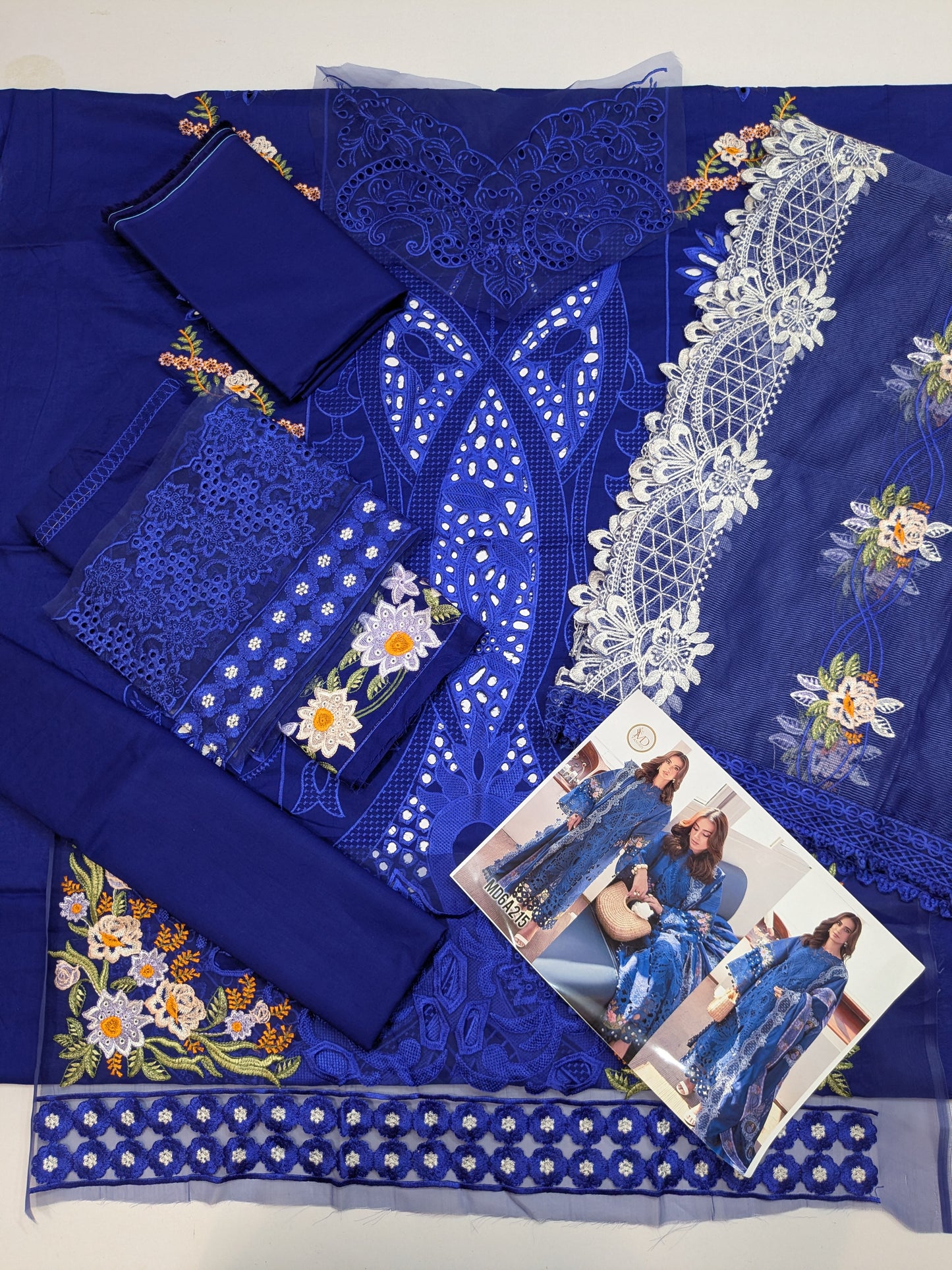 PARISHAY BLUE CHIKENKARI LAWN EMBROIDERED
