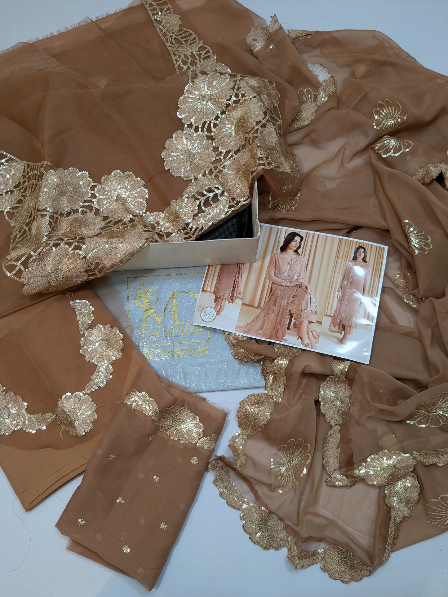 Iznik Chiffon cutwork embroidered dress