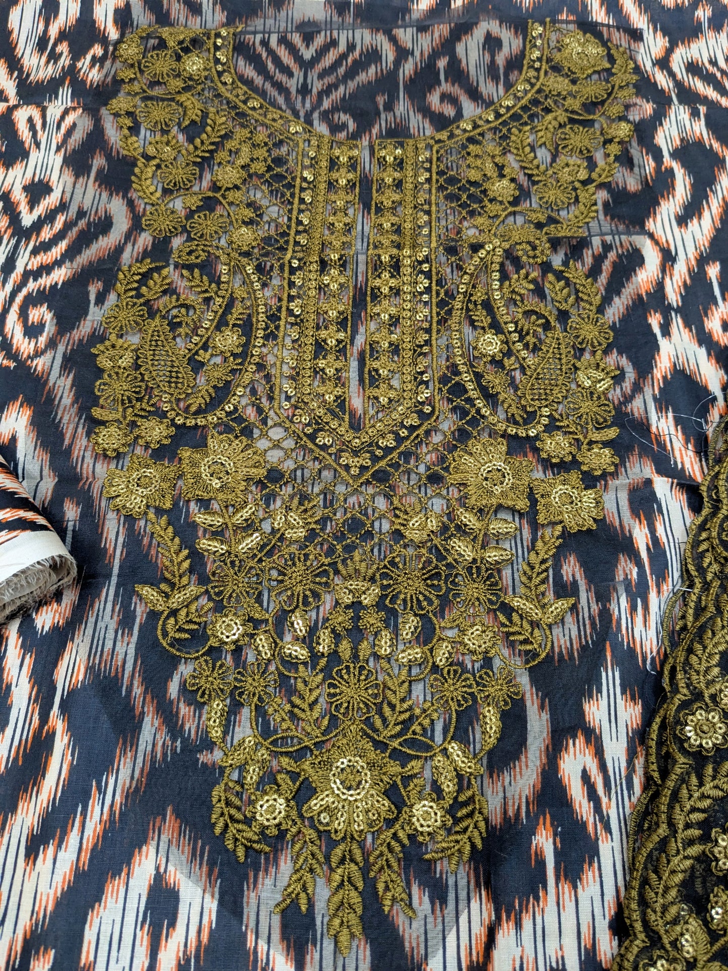 Baroque Lawn Black White Embroidered Dress