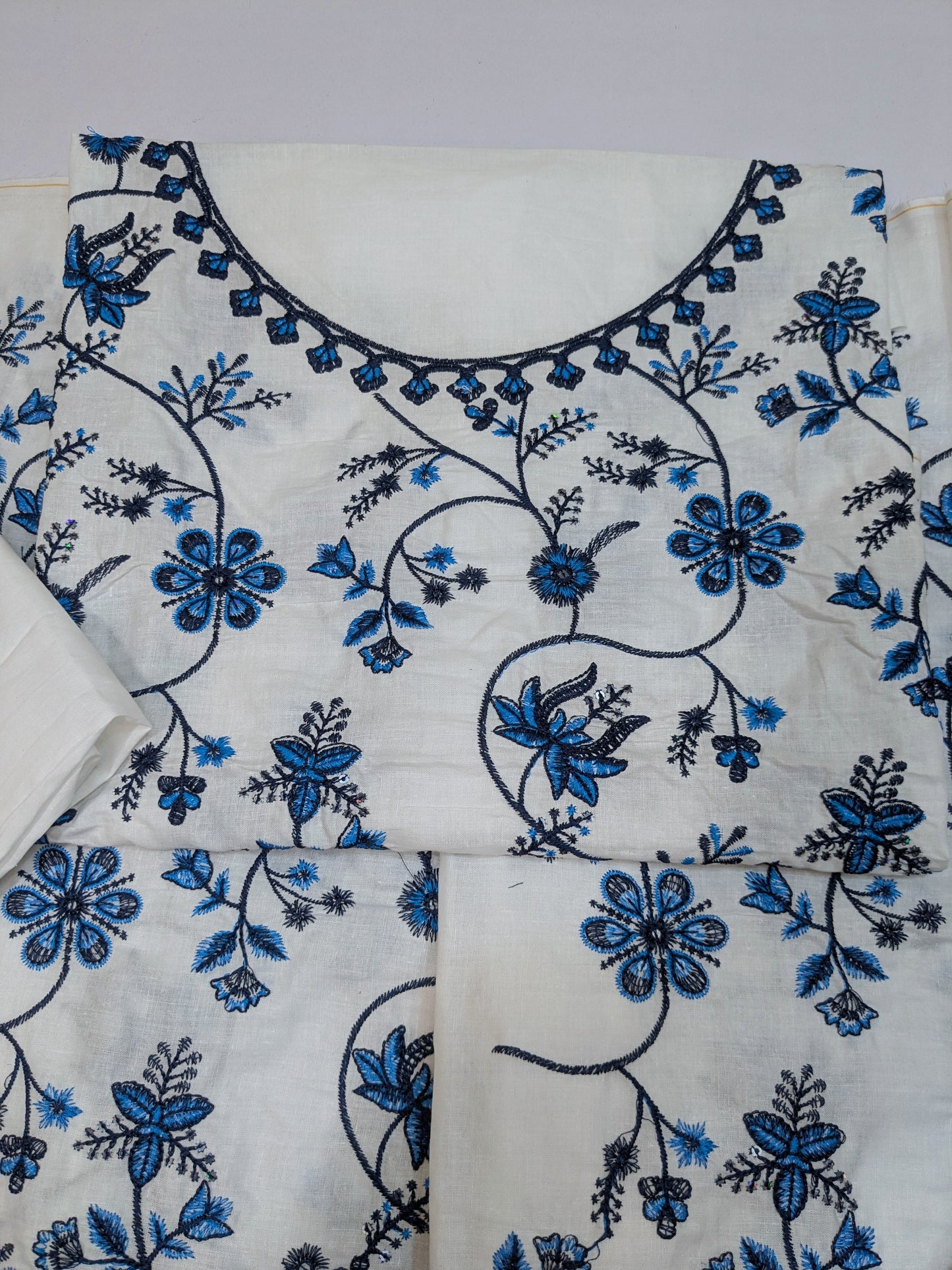 FAIZA SAQLAIN JEHONA KALIDAR BLUE WHITE HEAVY EMBROIDERED