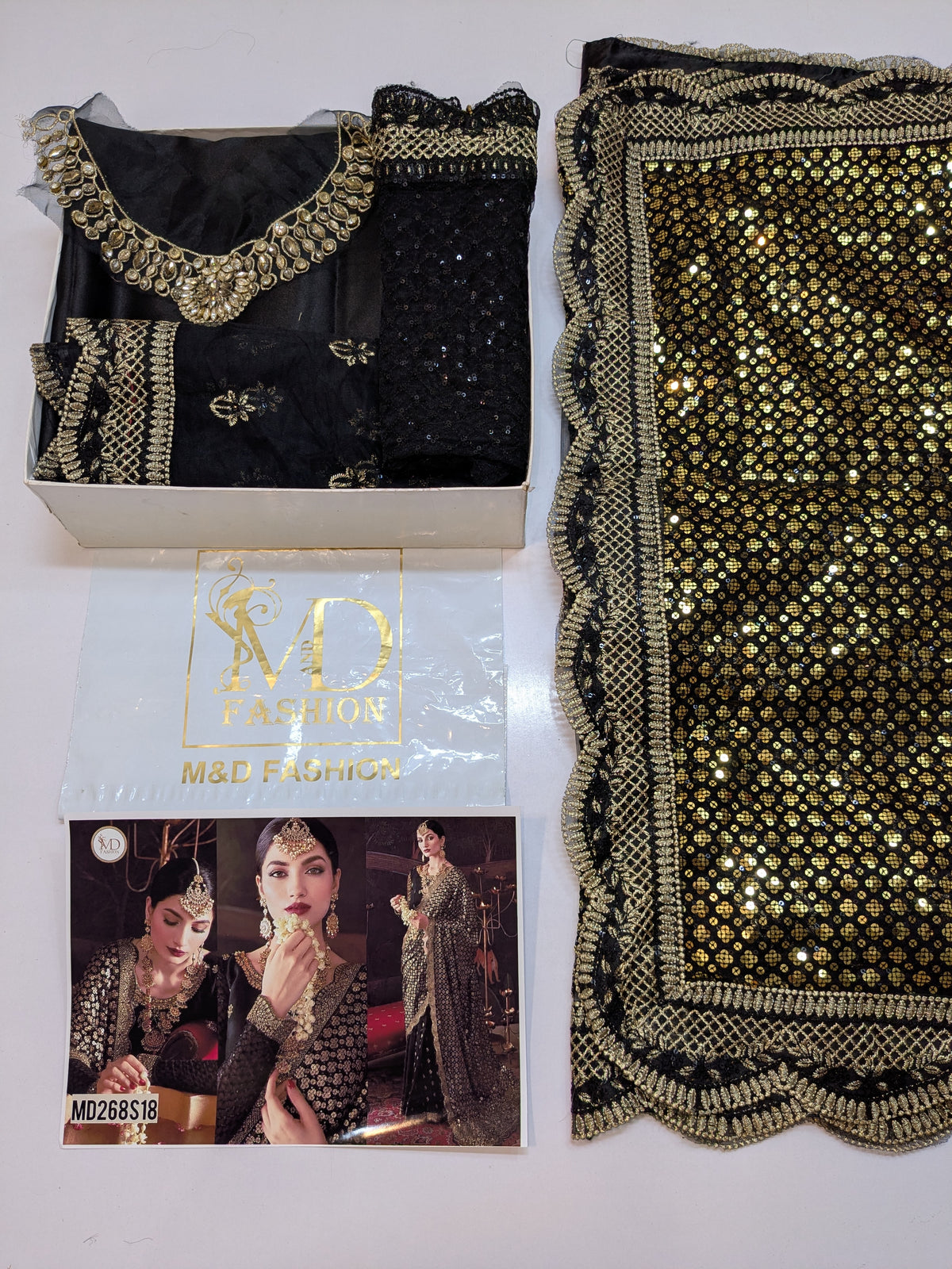 EMAN ADEEL BLACK GOLD NET SAREE