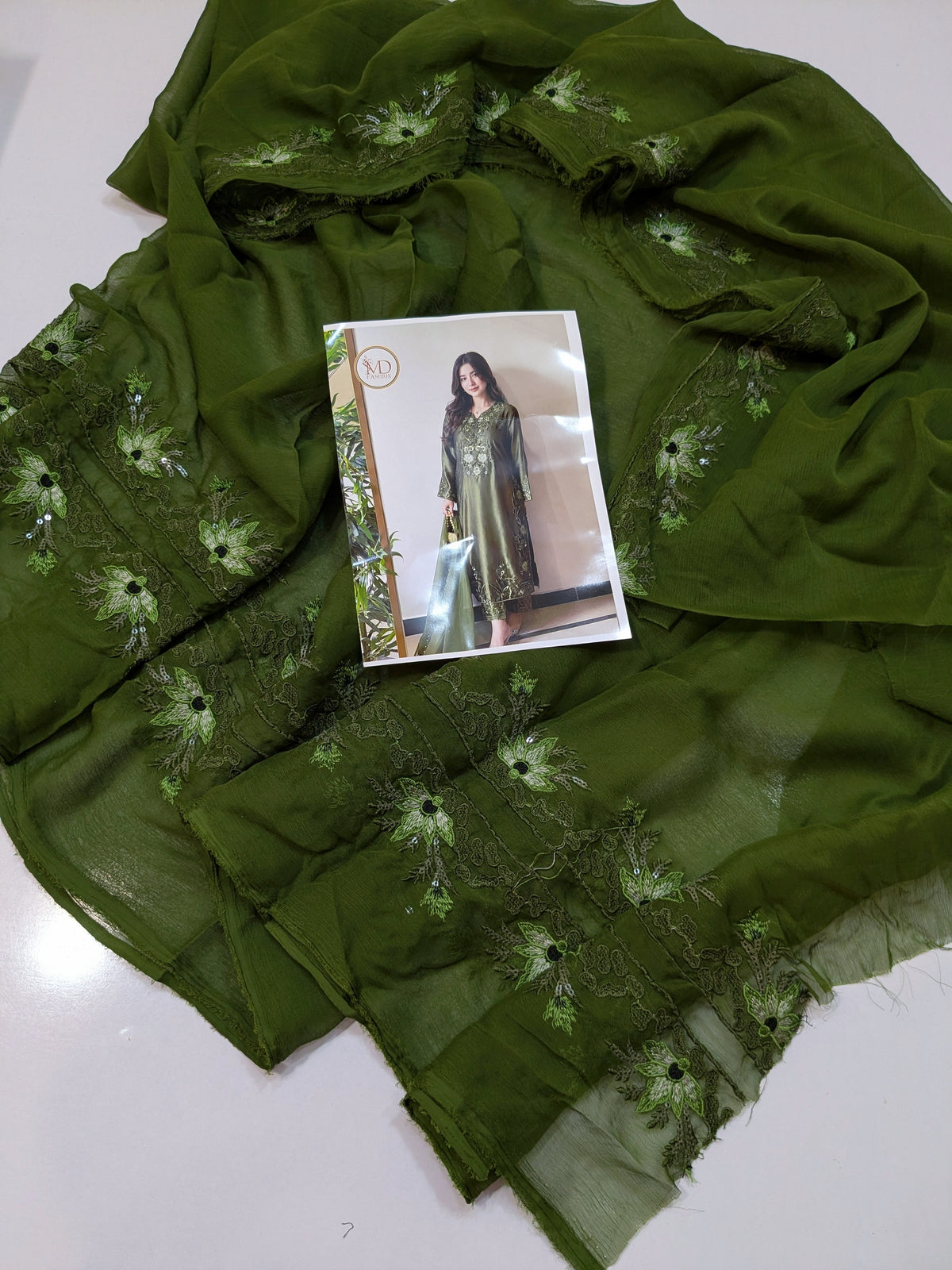 MAHIRA NOOR SILK GREEN EMBROIDERED 3PCS