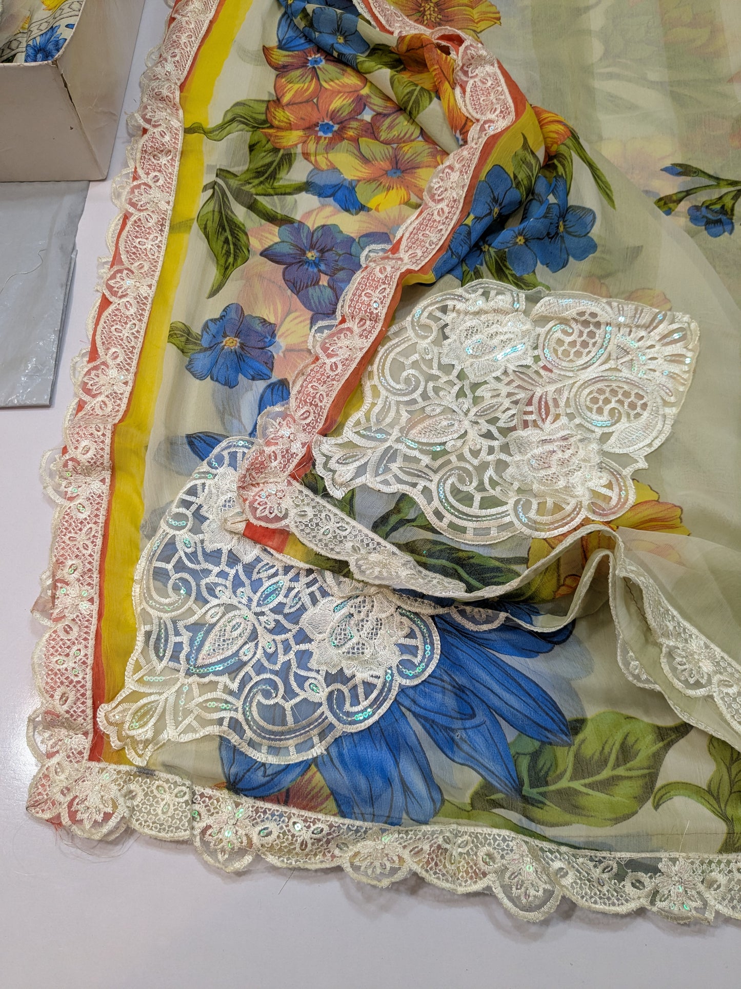 MARIA B SUNFLOWER BLUE 26 MPRINT LAWN