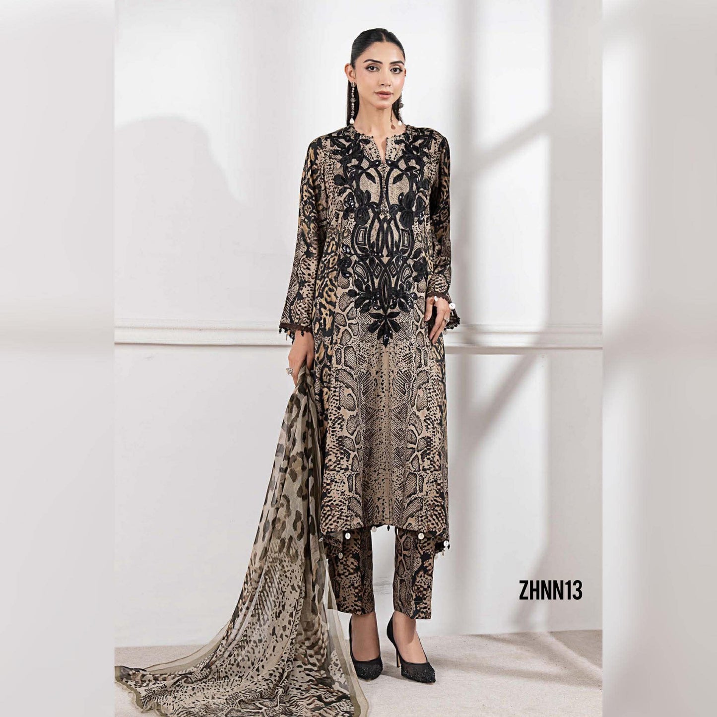 MARIA B LAWN SNAKE PRINT WITH CHIFFON DUPPATA