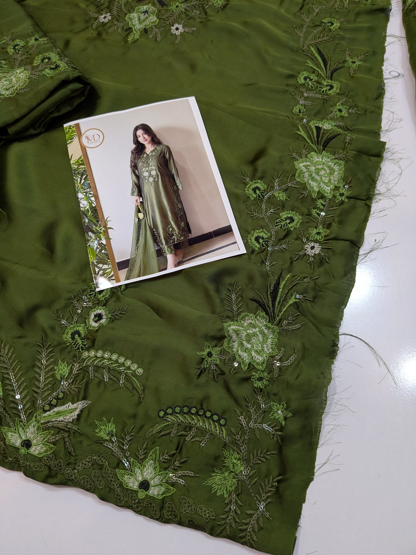 MAHIRA NOOR SILK GREEN EMBROIDERED 3PCS