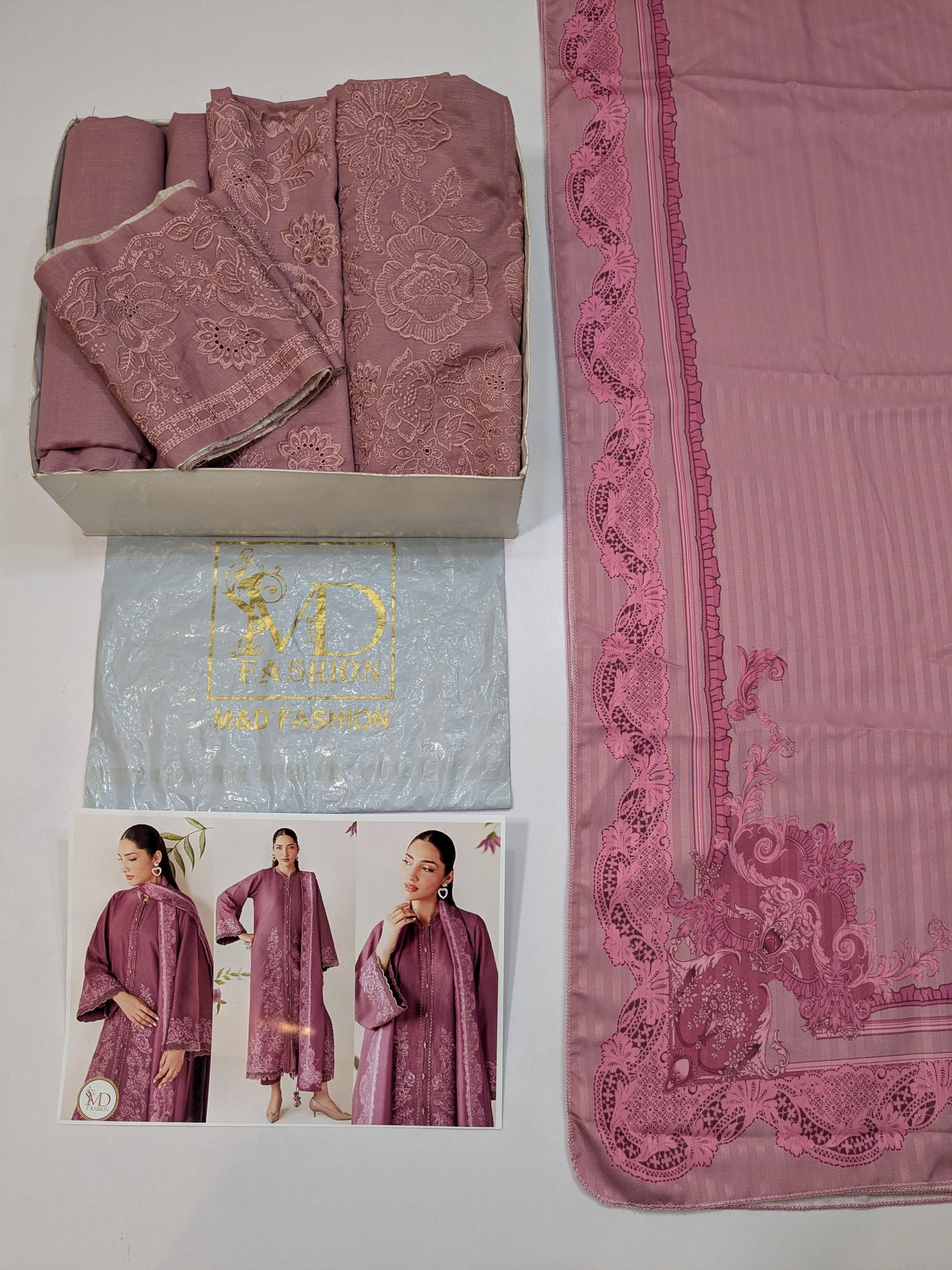 BAROQUE TEA PINK KHADDAR EMBROIDERED 3pcs