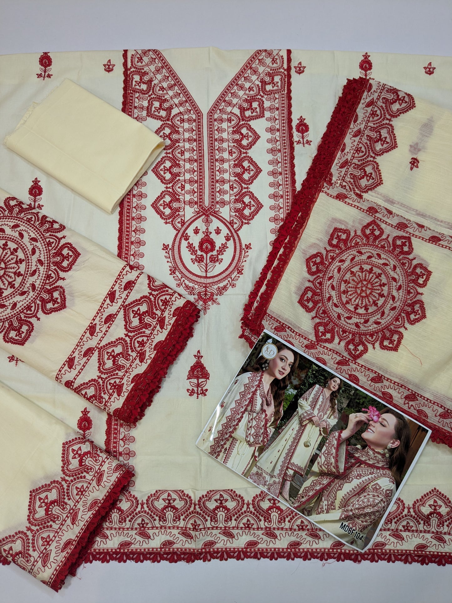ANEELA RUBY CREAM LUXURIOUS LAWN
