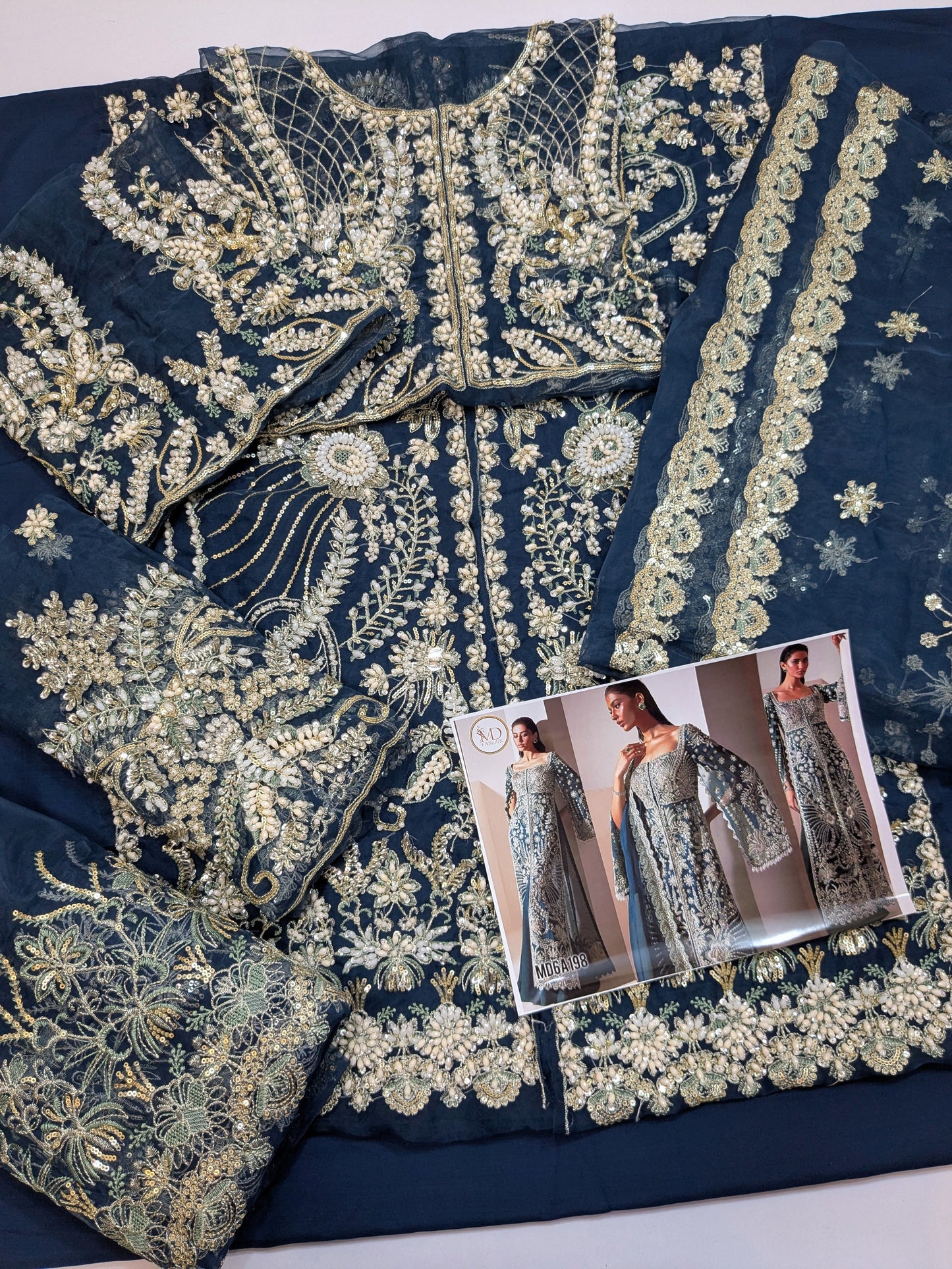 SORAYA LUXE ZINC FULL HAND EMBELLISHED PARTY WEAR