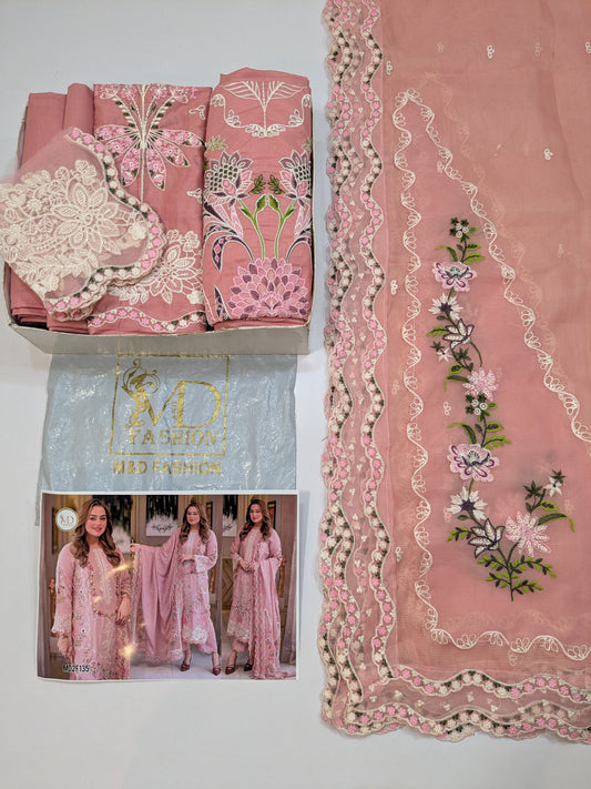 ANEELAS PINK LUXURIOUS LAWN EMBROIDERED