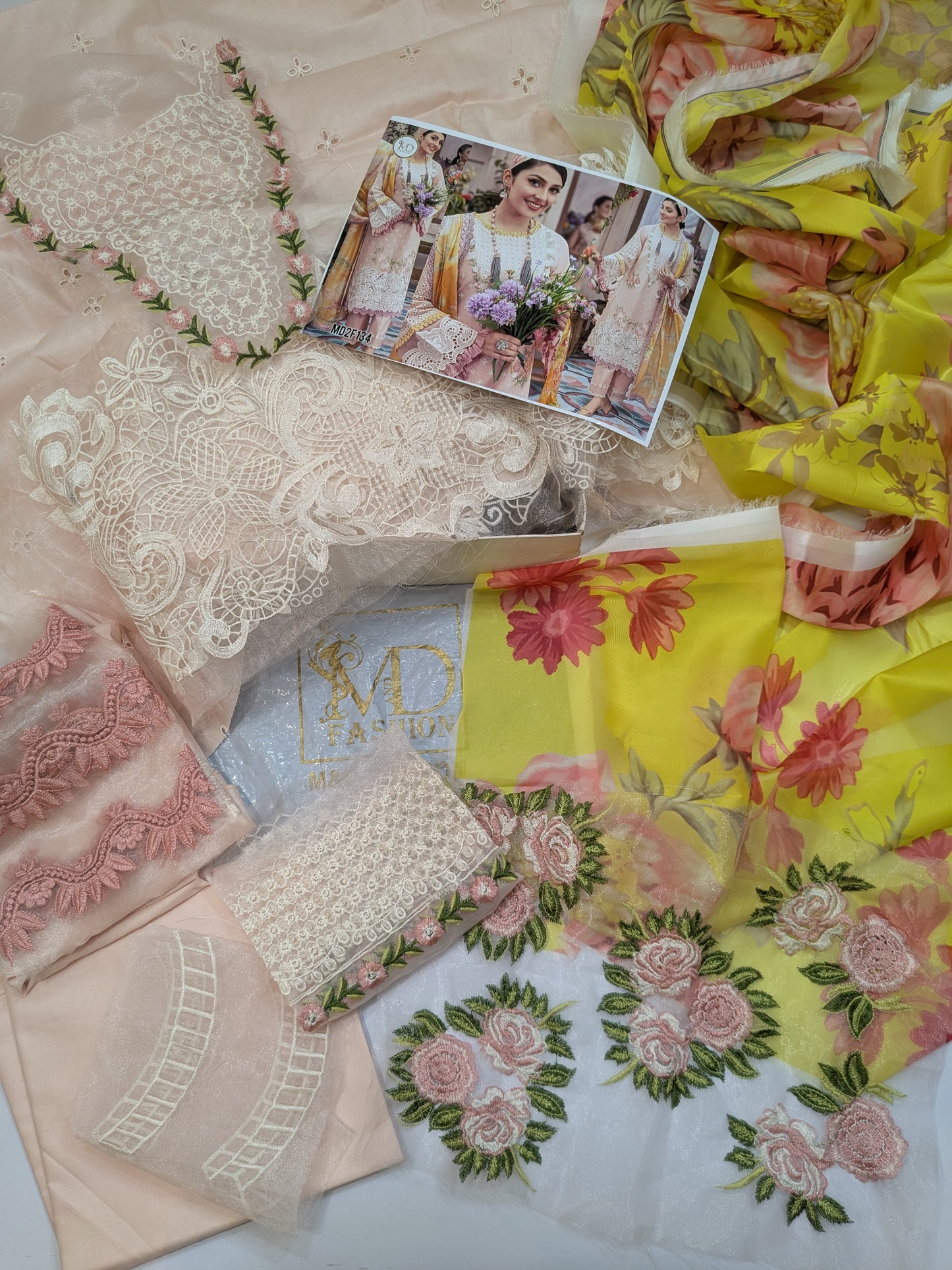 MUSHQ PINK LEMON LUXURIOUS CHIKENKARI LAWN