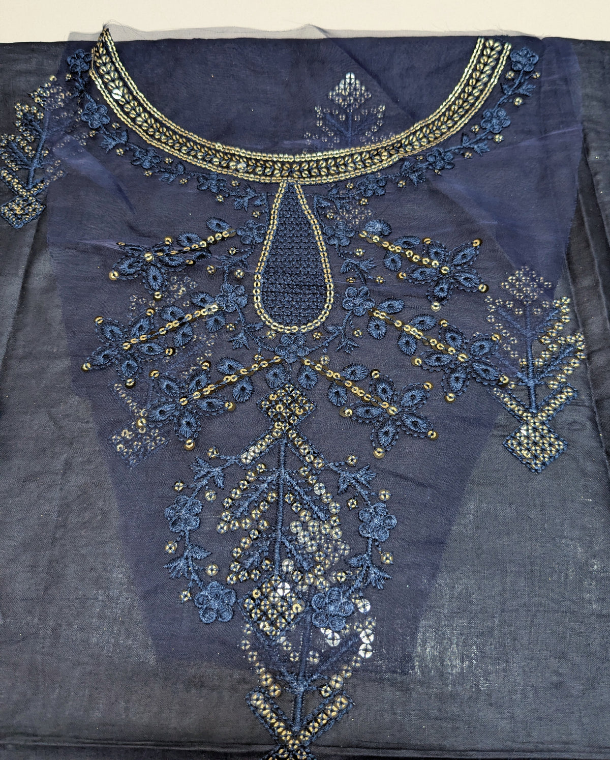 TIMELESS 15 INK BLUE LAWN COTTON WITH CHIFFON DUPPATA