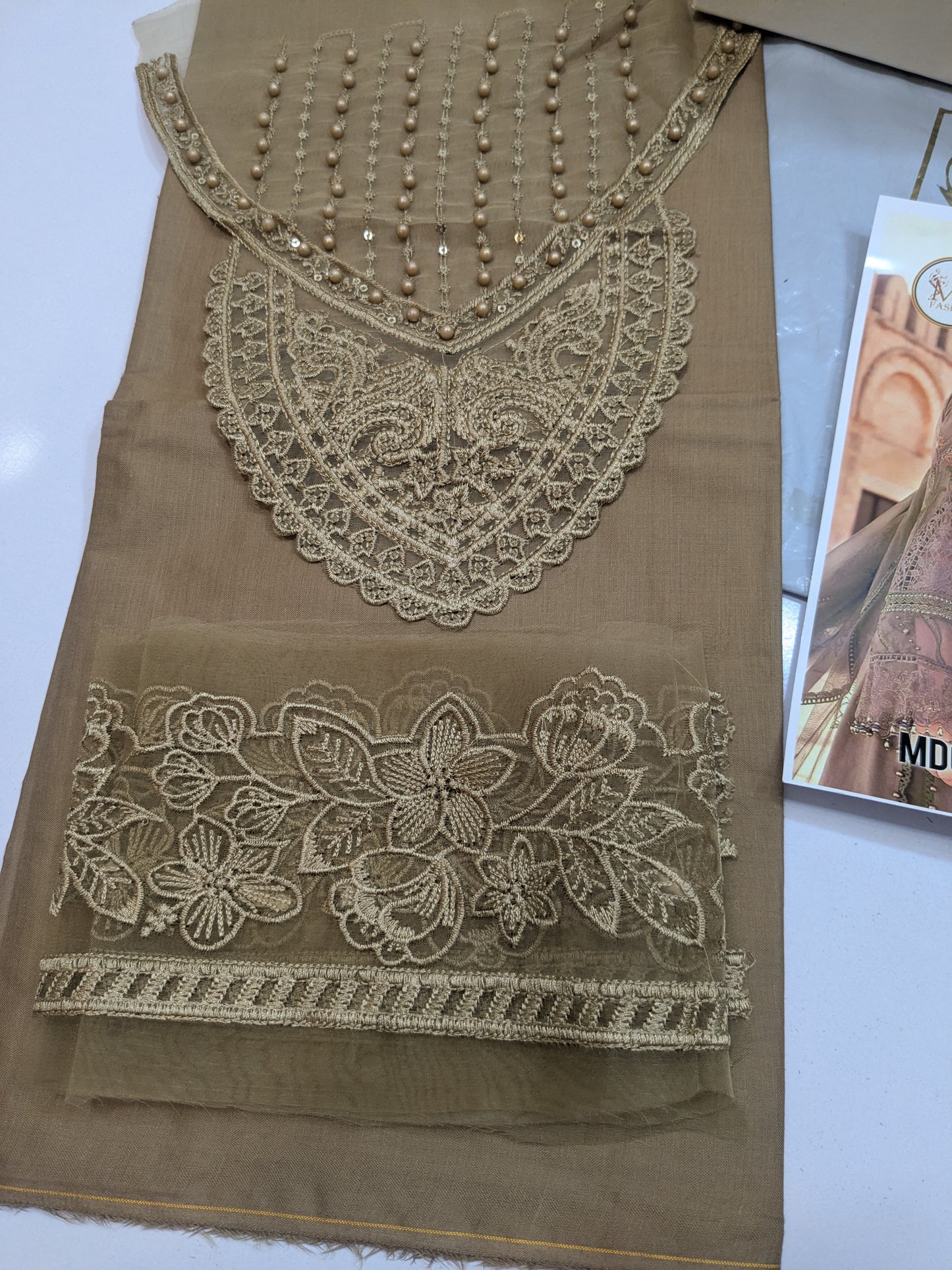 MARIA B BROWN GOLD FOREVER HIT LAWN EMBROIDERED