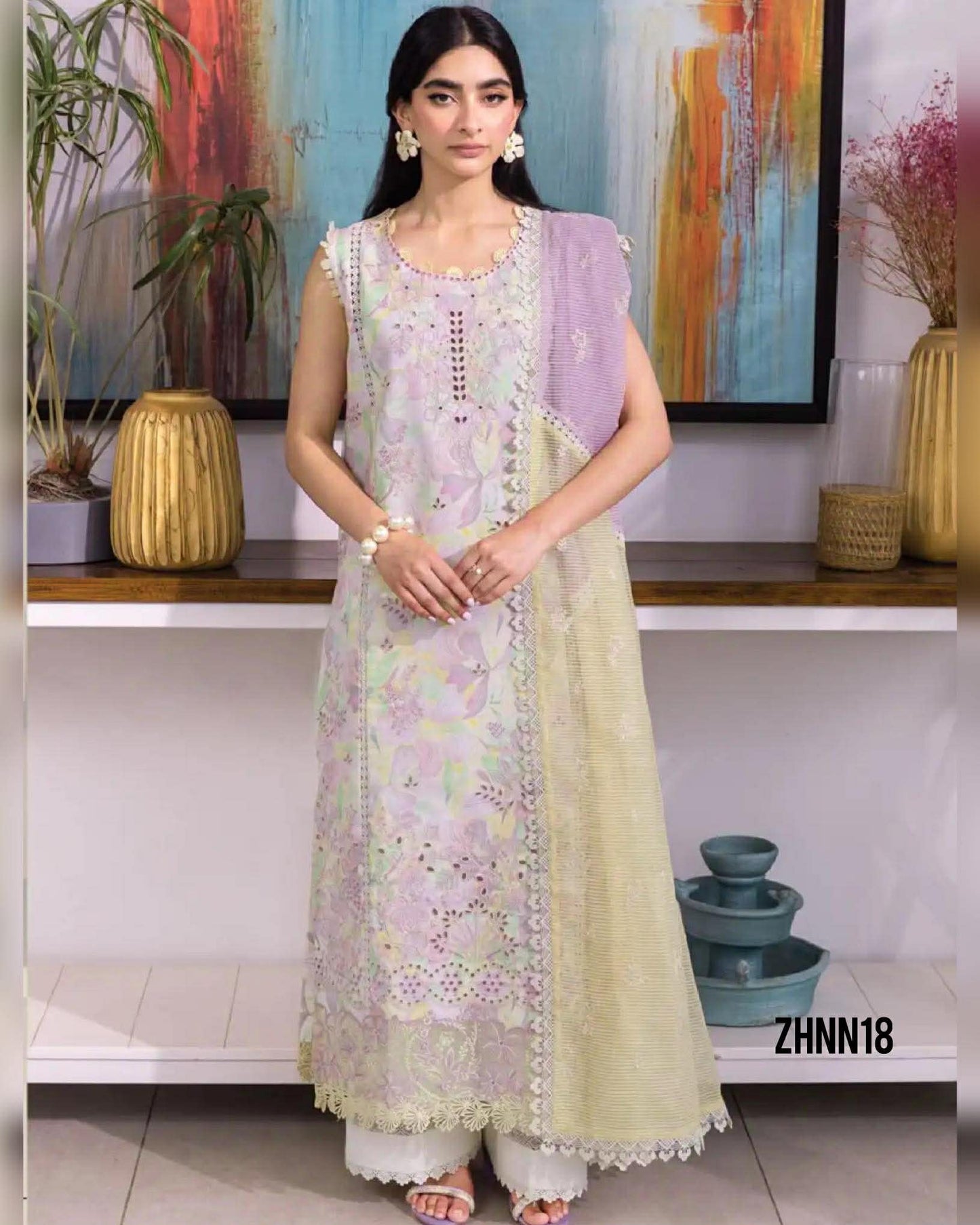 COCO RANG RASIYA LAWN PASTEL CHIKENKARI EMBROIDERED