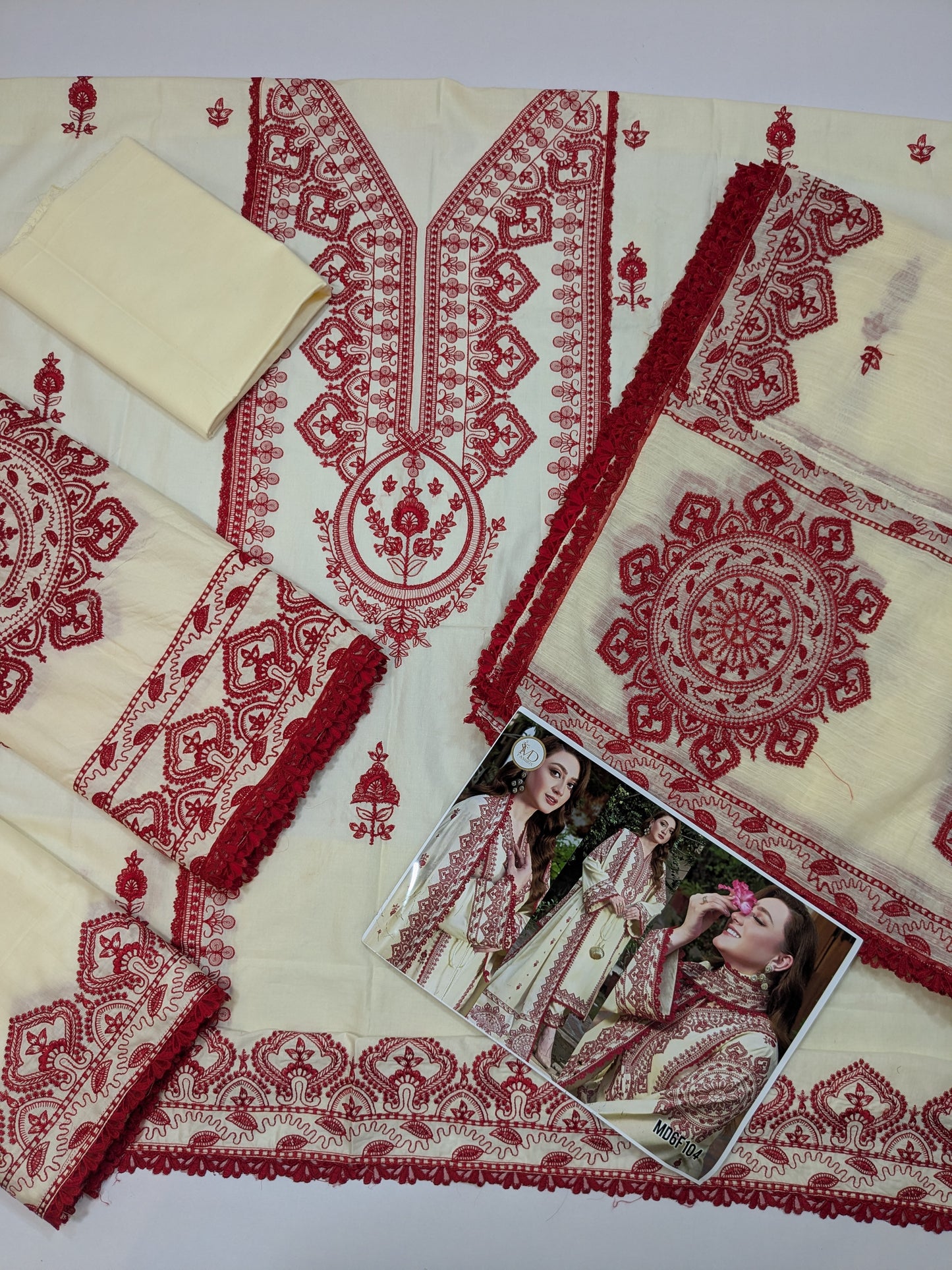 ANEELA RUBY CREAM LUXURIOUS LAWN
