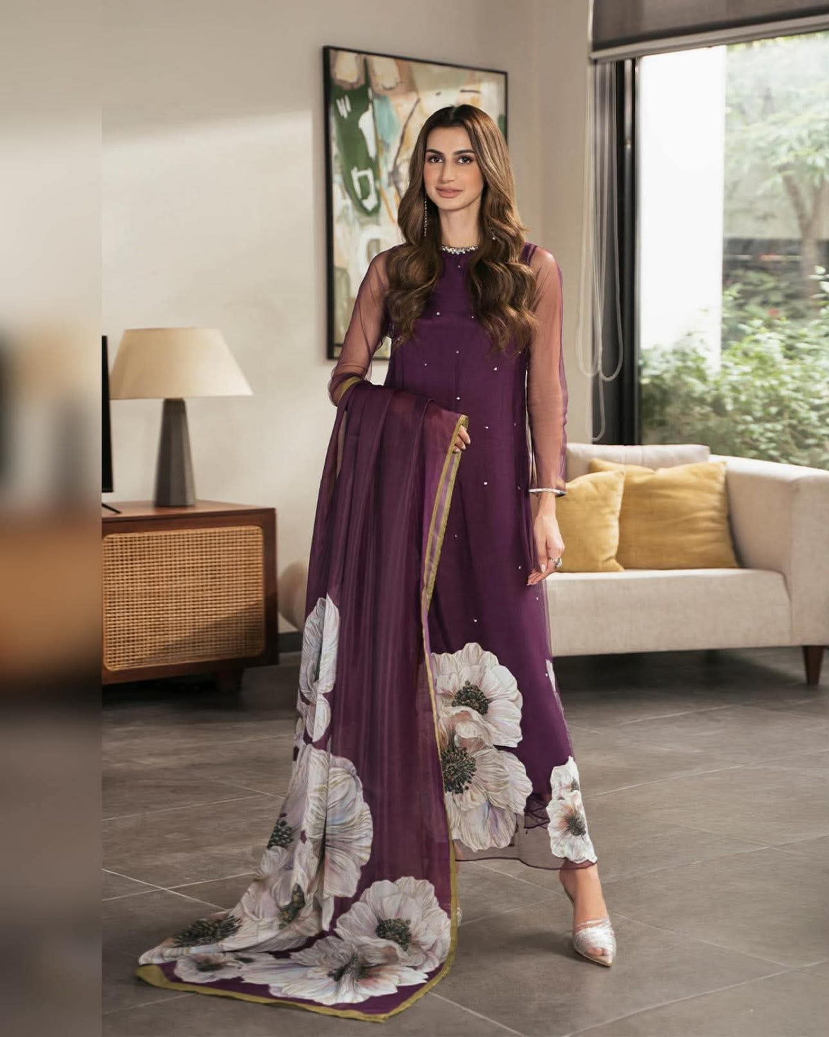 LULUSAR INSPIRED EMBROIDERED PURPLE SILK