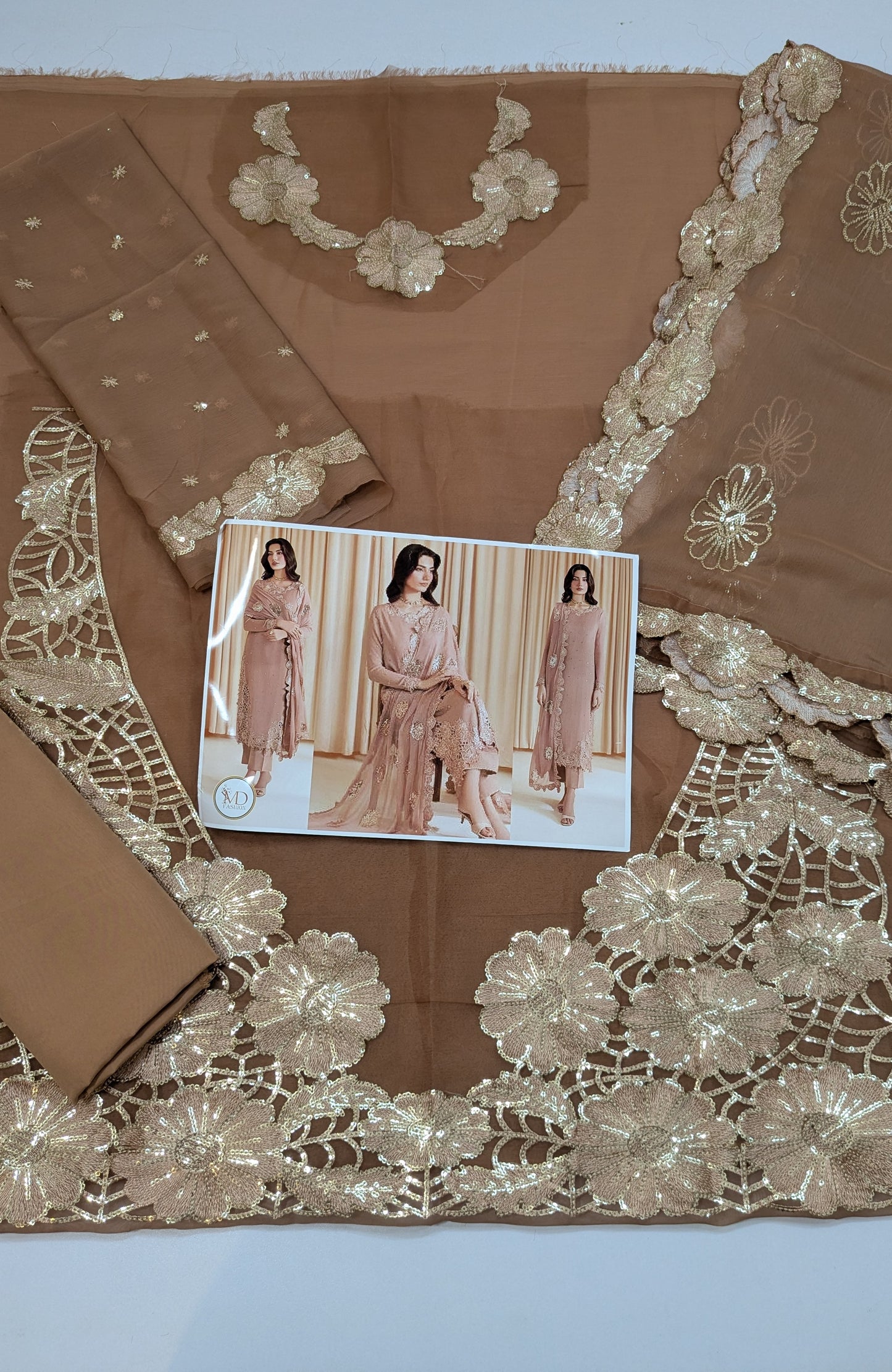 Iznik Chiffon cutwork embroidered dress