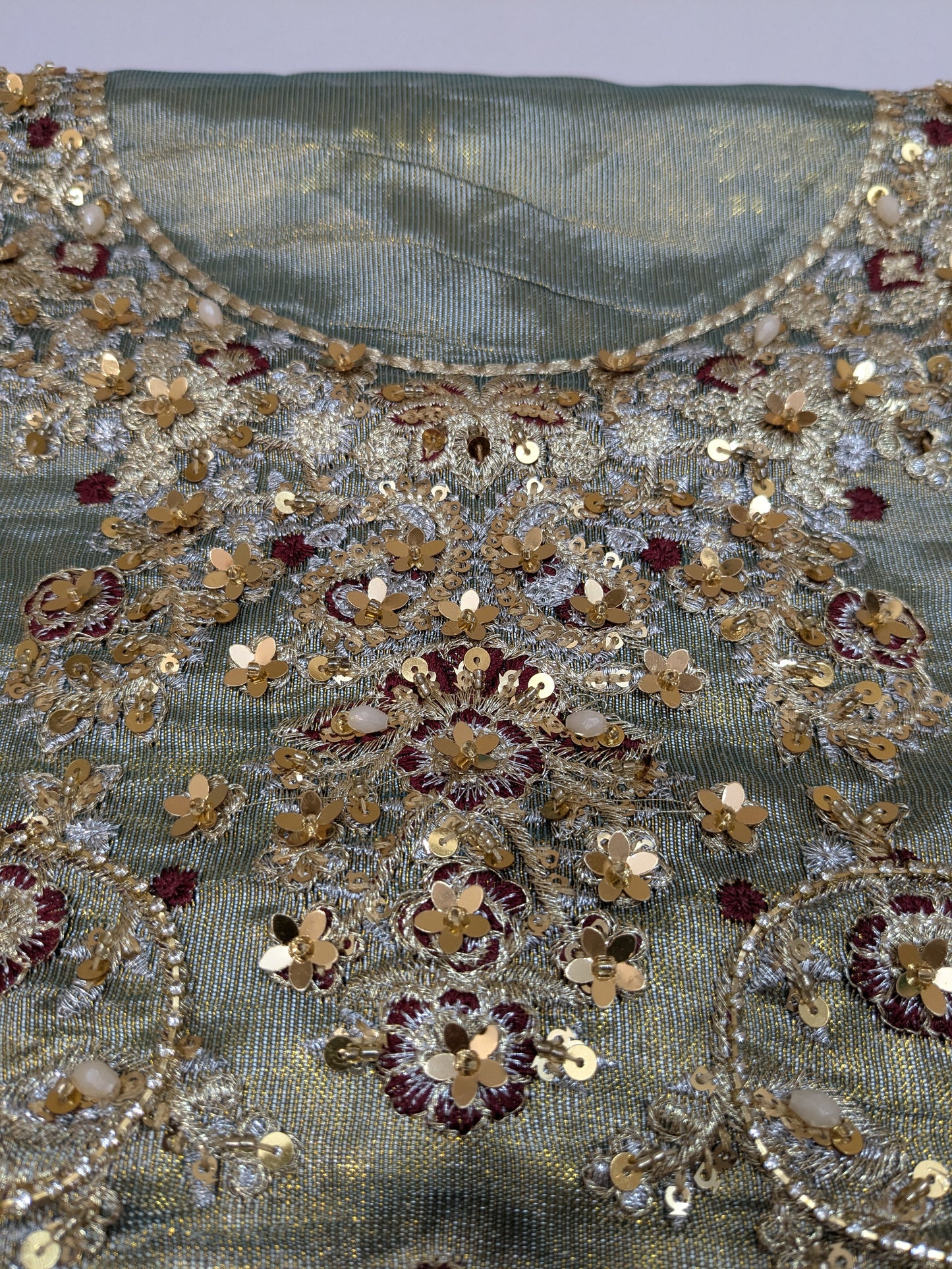 HARIS SHAKEEL SEA GREEN SHIMMERY HAND EMBELLISHED