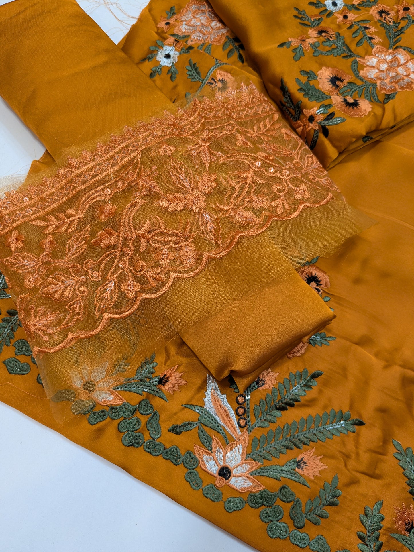 MAHIRA NOOR SILK RUST EMBROIDERED 3PCS