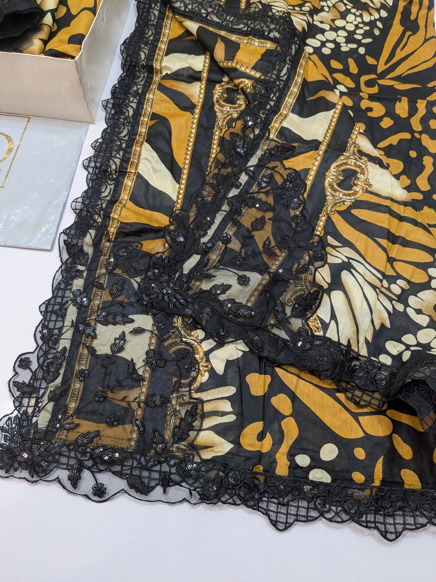 MARIA B MUSTARD BUTTERFLY LAWN DUPPATA