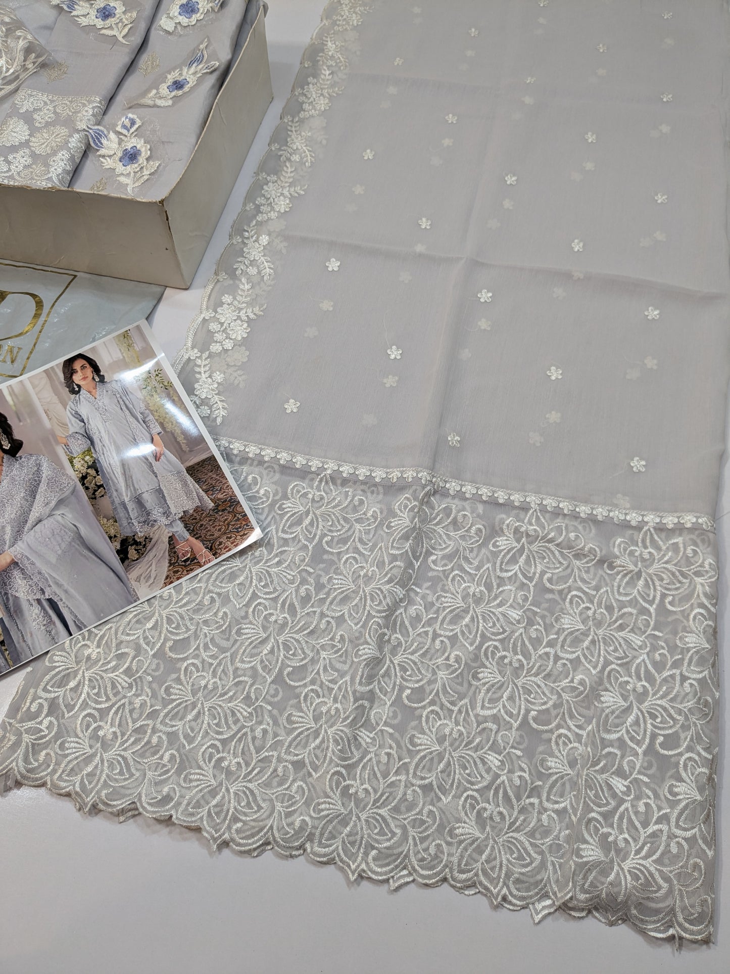 AZURE BREEZE LAWN ICE GREY EMBROIDERED