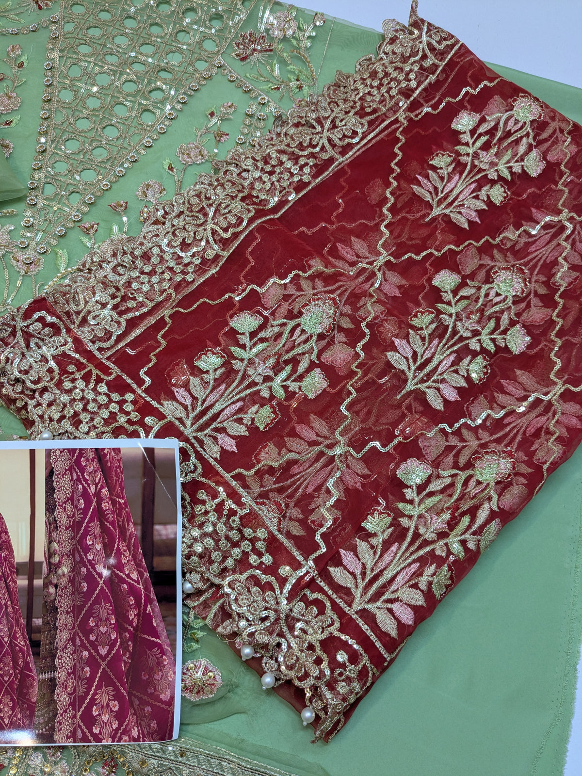 CRIMSON INSPIRED ANECDOTES EMBROIDERY DUPPATA