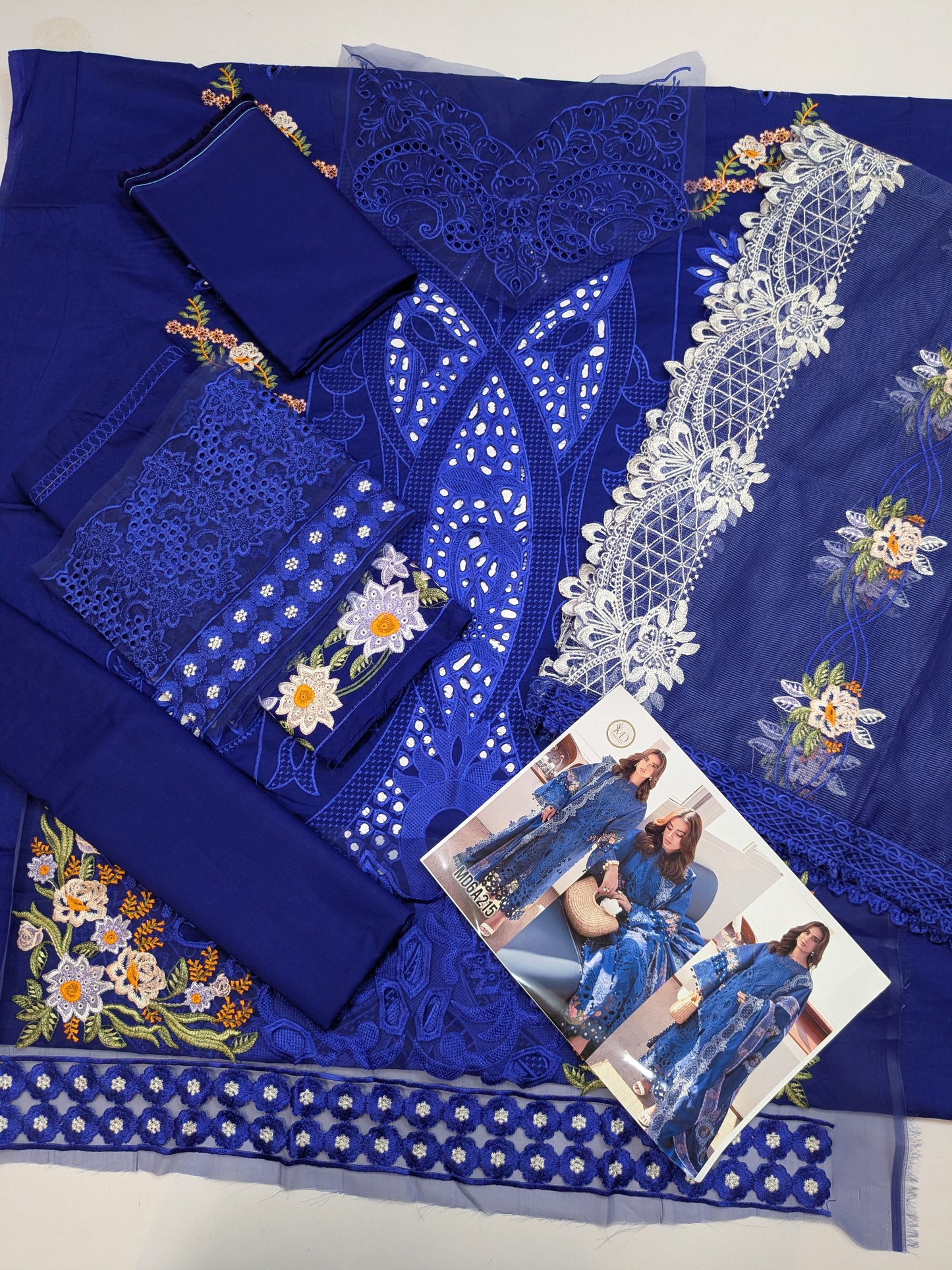 PARISHAY BLUE CHIKENKARI LAWN EMBROIDERED