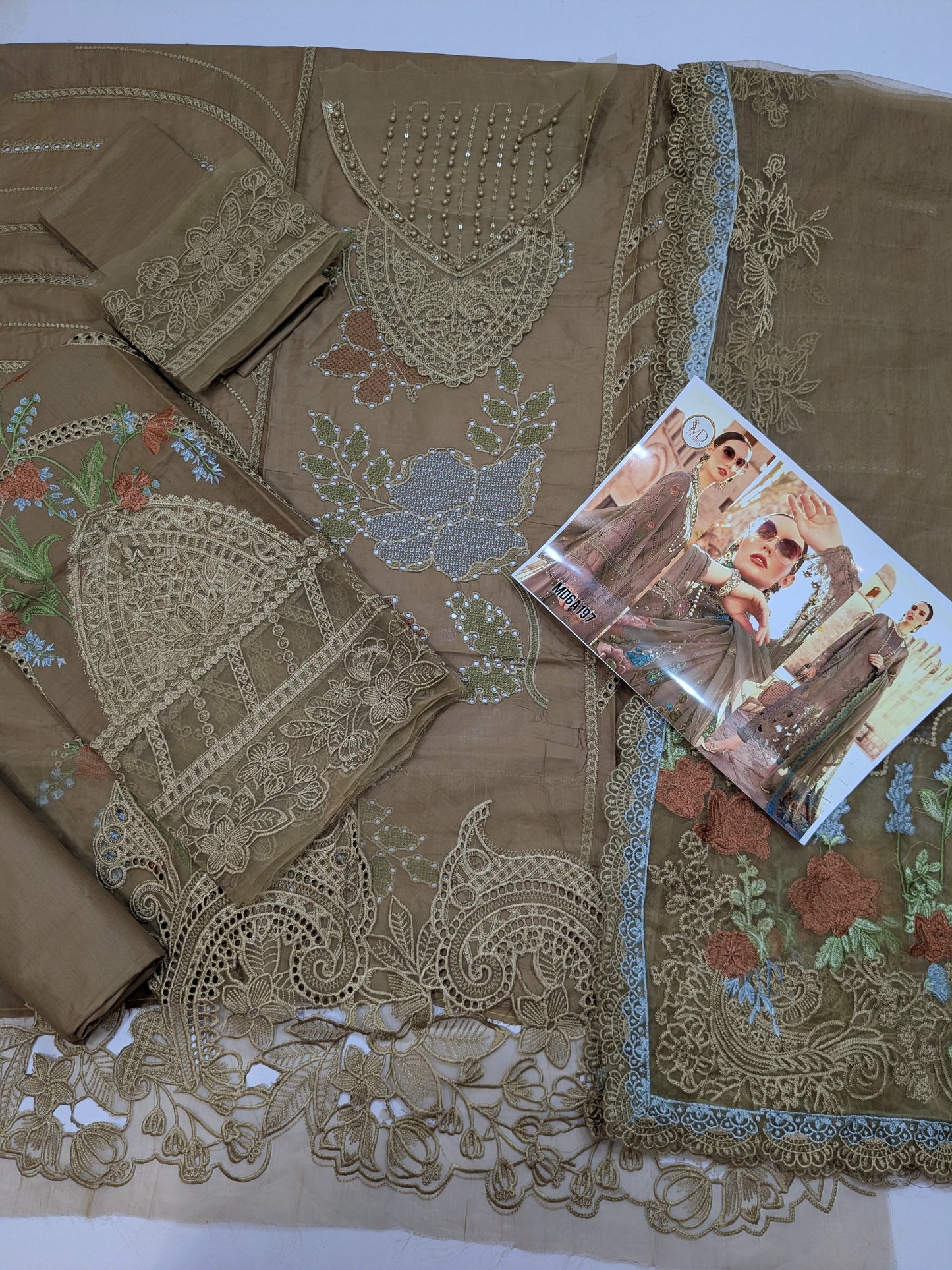 MARIA B BROWN GOLD FOREVER HIT LAWN EMBROIDERED
