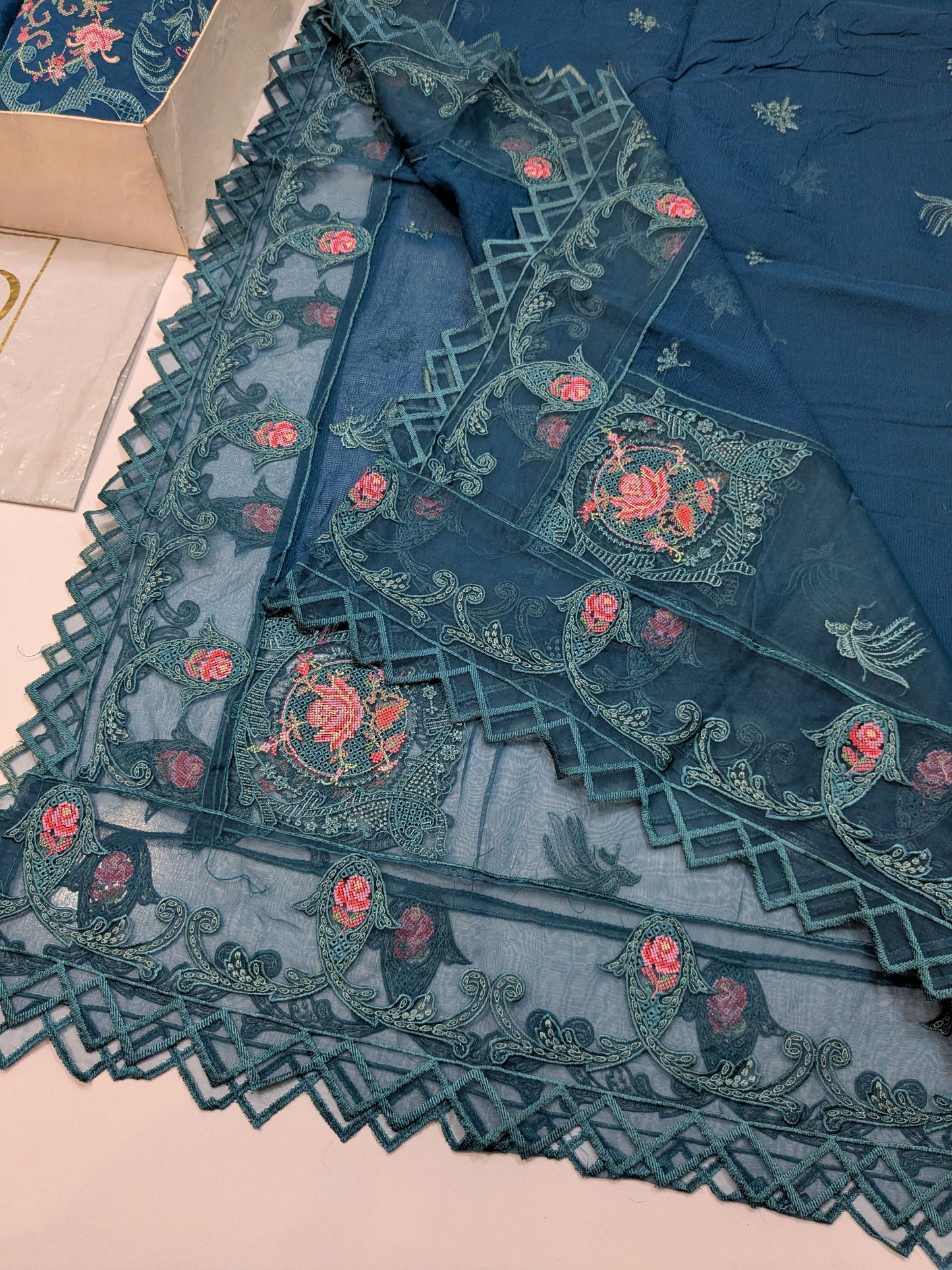 QLAMKAR ZINC BLUE 2026 LUXURIOUS LAWN WITH ATTRACTIVE DUPPATA
