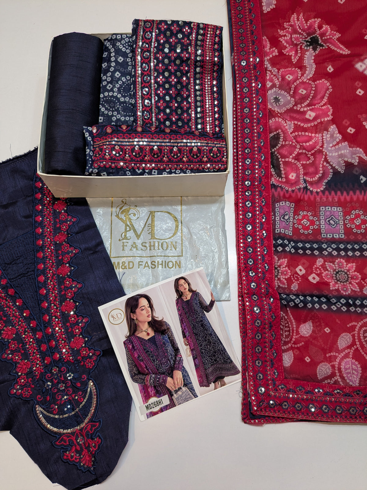 NUREH INSPIRED CHUNRI CHIFFON EMBROIDERED DRESS