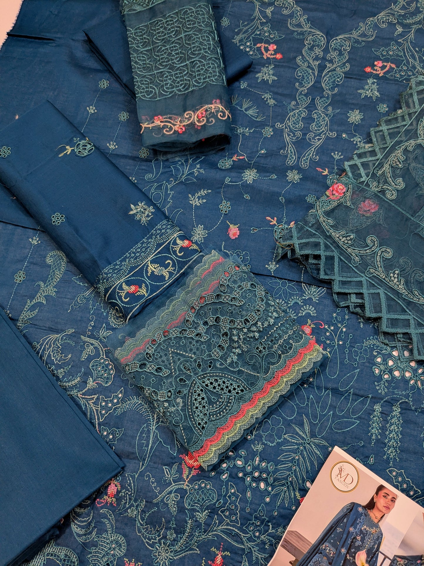QLAMKAR ZINC BLUE 2026 LUXURIOUS LAWN WITH ATTRACTIVE DUPPATA