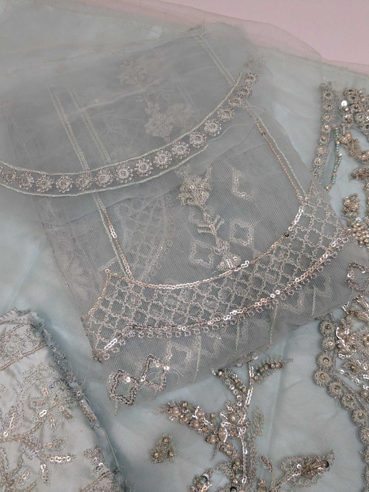 MARIA B POWDER BLUE FULL EMBELLISHED FORMAL WEAR