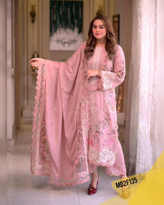 ANEELAS PINK LUXURIOUS LAWN EMBROIDERED