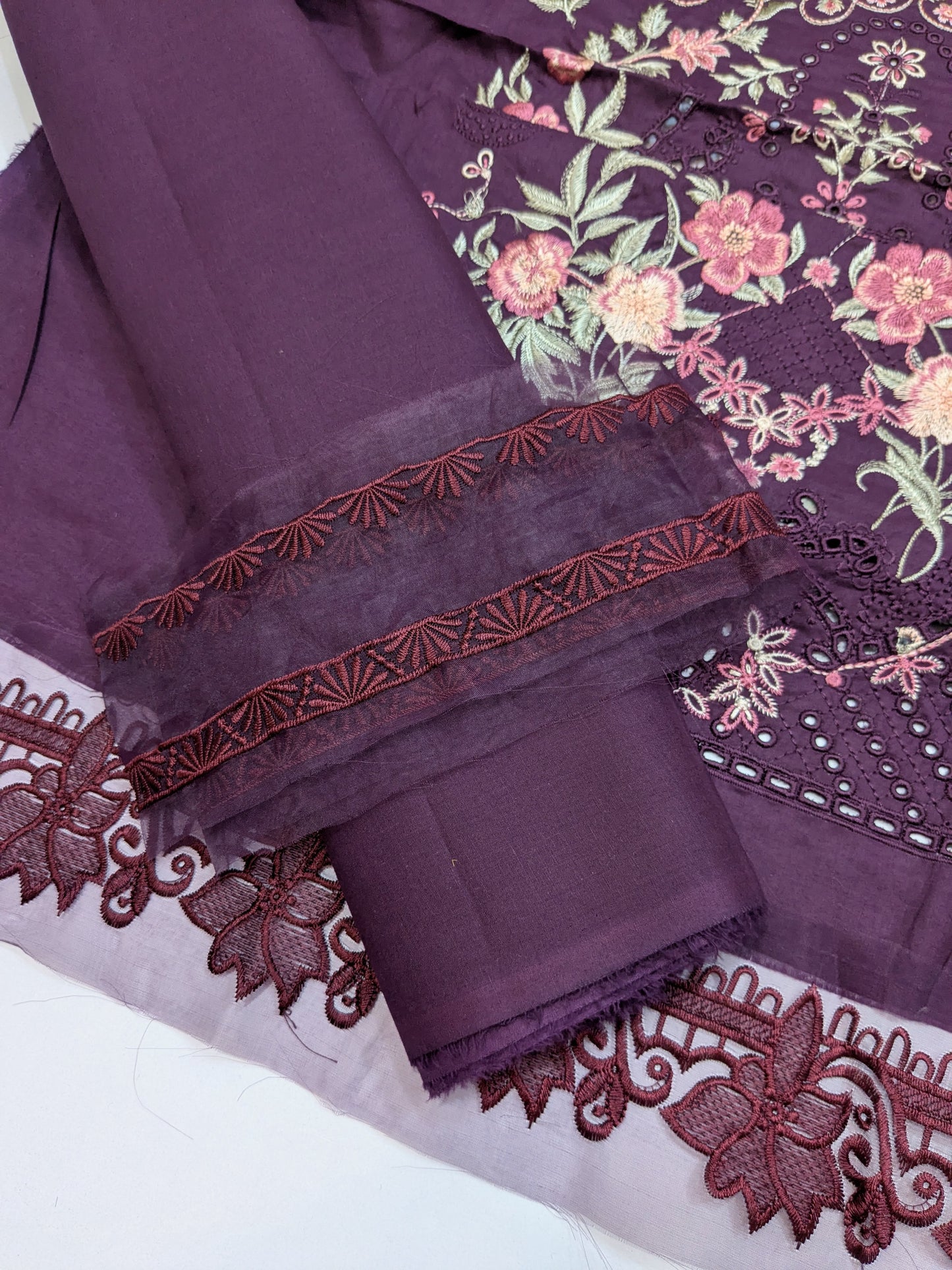 SOBIA NAZIR BURGUNDY PLUM RAMSHA LUXURIOUS LAWN
