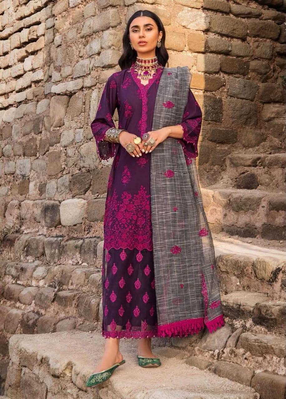 ZAINAB CHOTANI PURPLE LAWN WITH GREY KHADDI DUPPATA