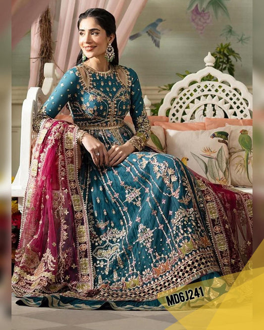 QALAMKAR HAND EMBELLISHED NET MAXI LAHENGA