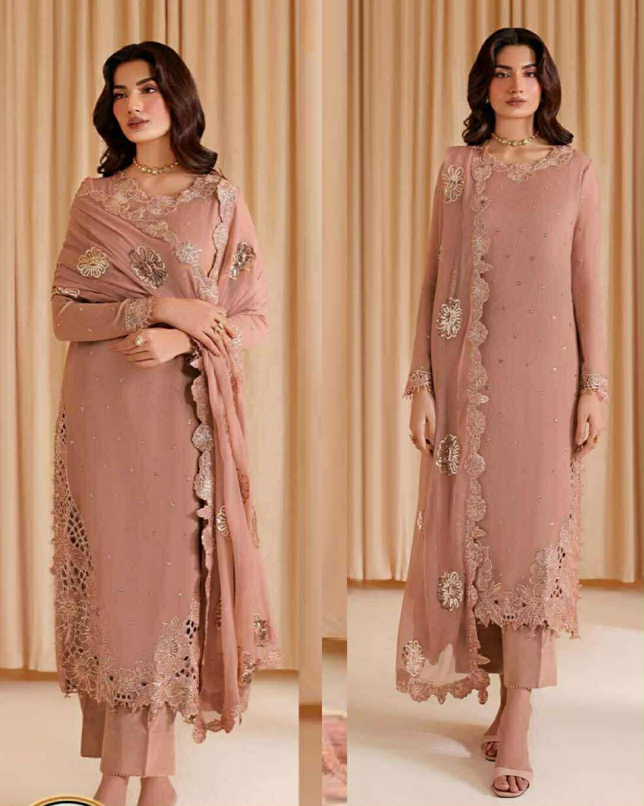 Iznik Chiffon cutwork embroidered dress