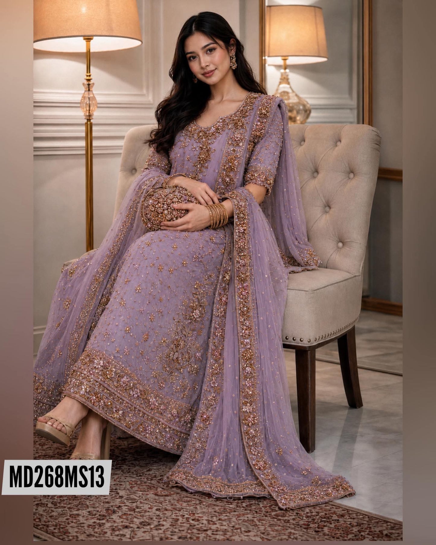 Haris Shakeel Inspired LILAC Bridal Chiffon