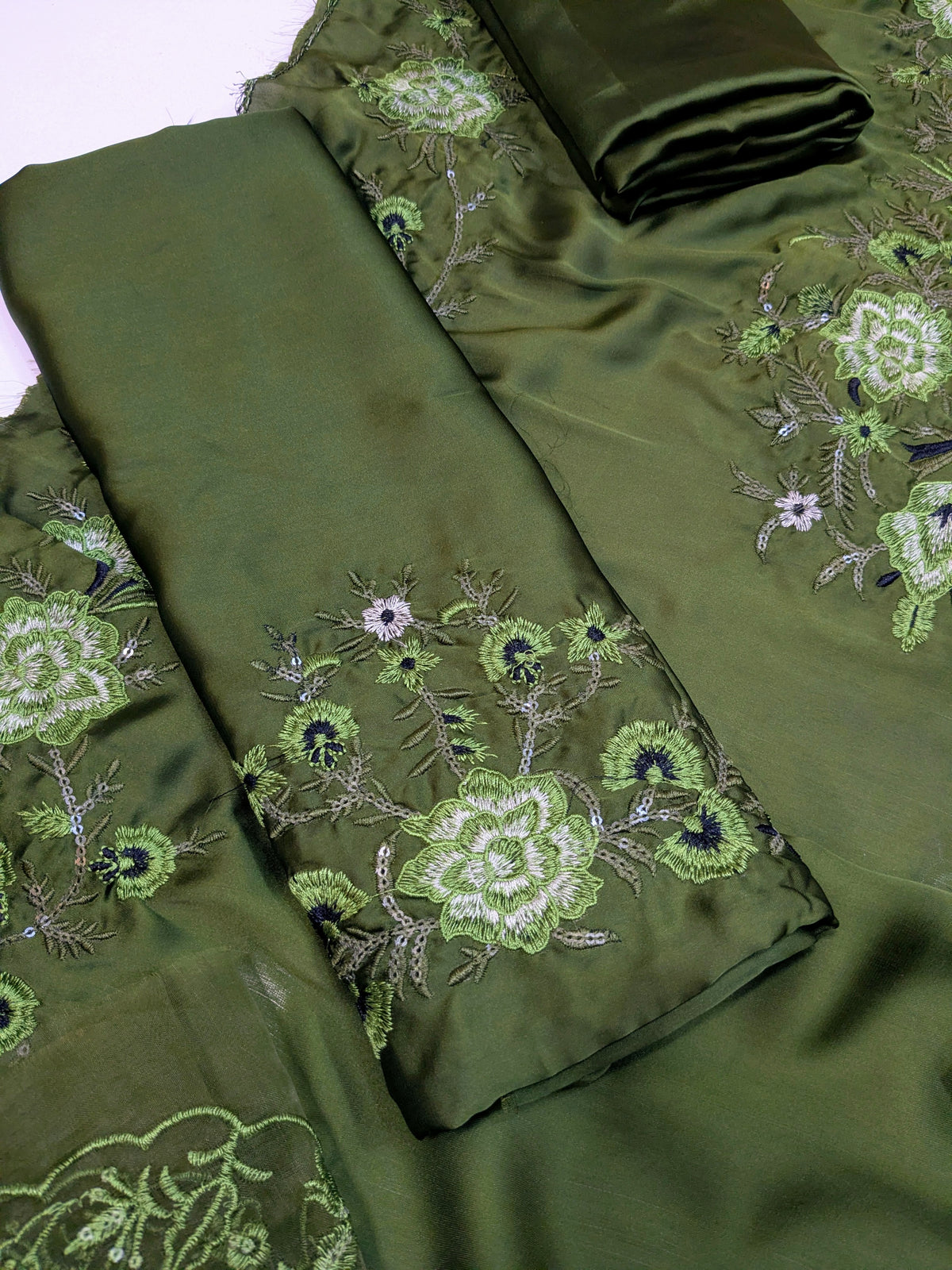 MAHIRA NOOR SILK GREEN EMBROIDERED 3PCS