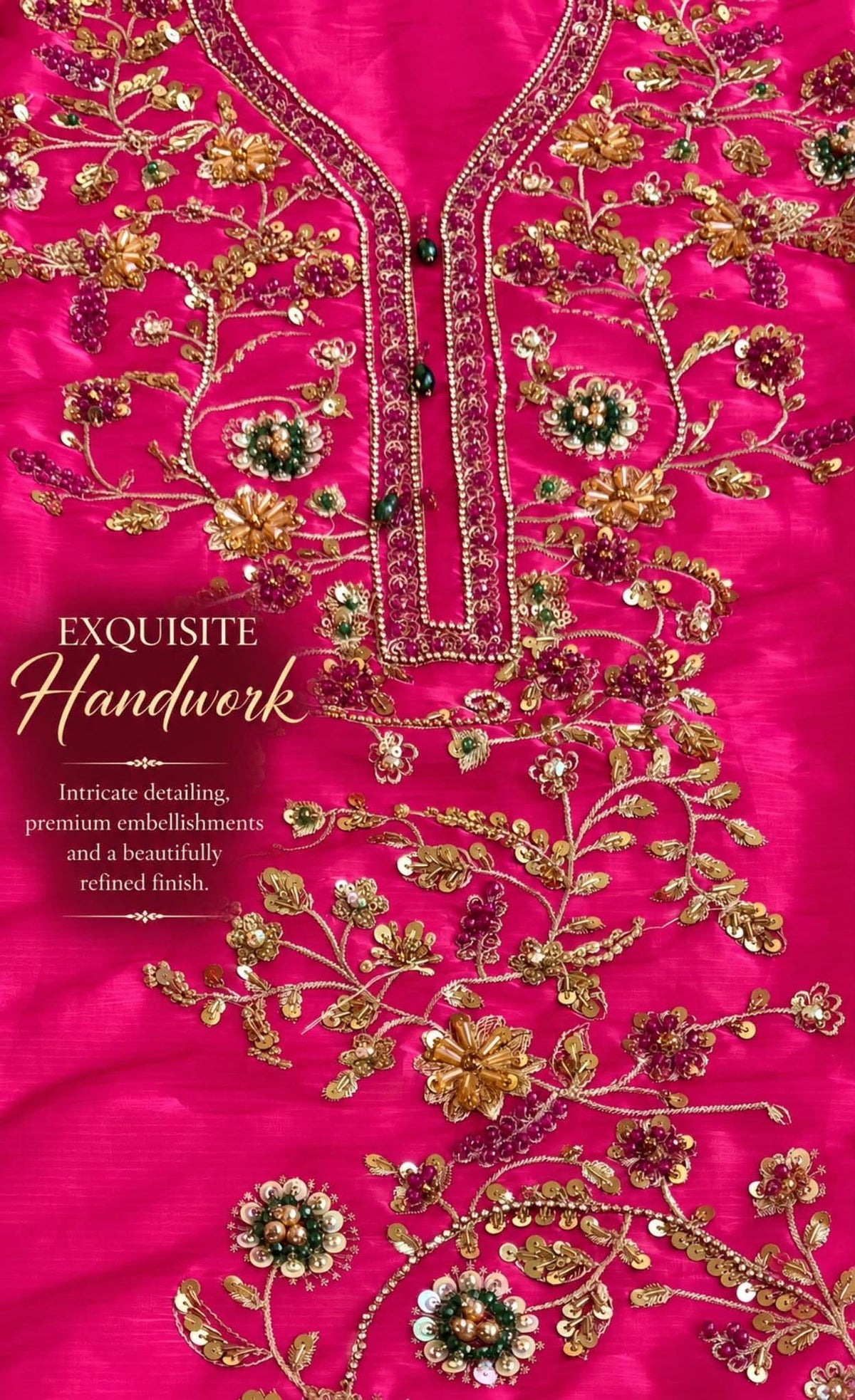 Front: Front view of Sheesha Silk hand embellished dress in Mulberry