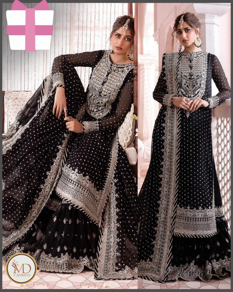 ASIM JOFA CHINDNI BLACK Luxury gharara dress